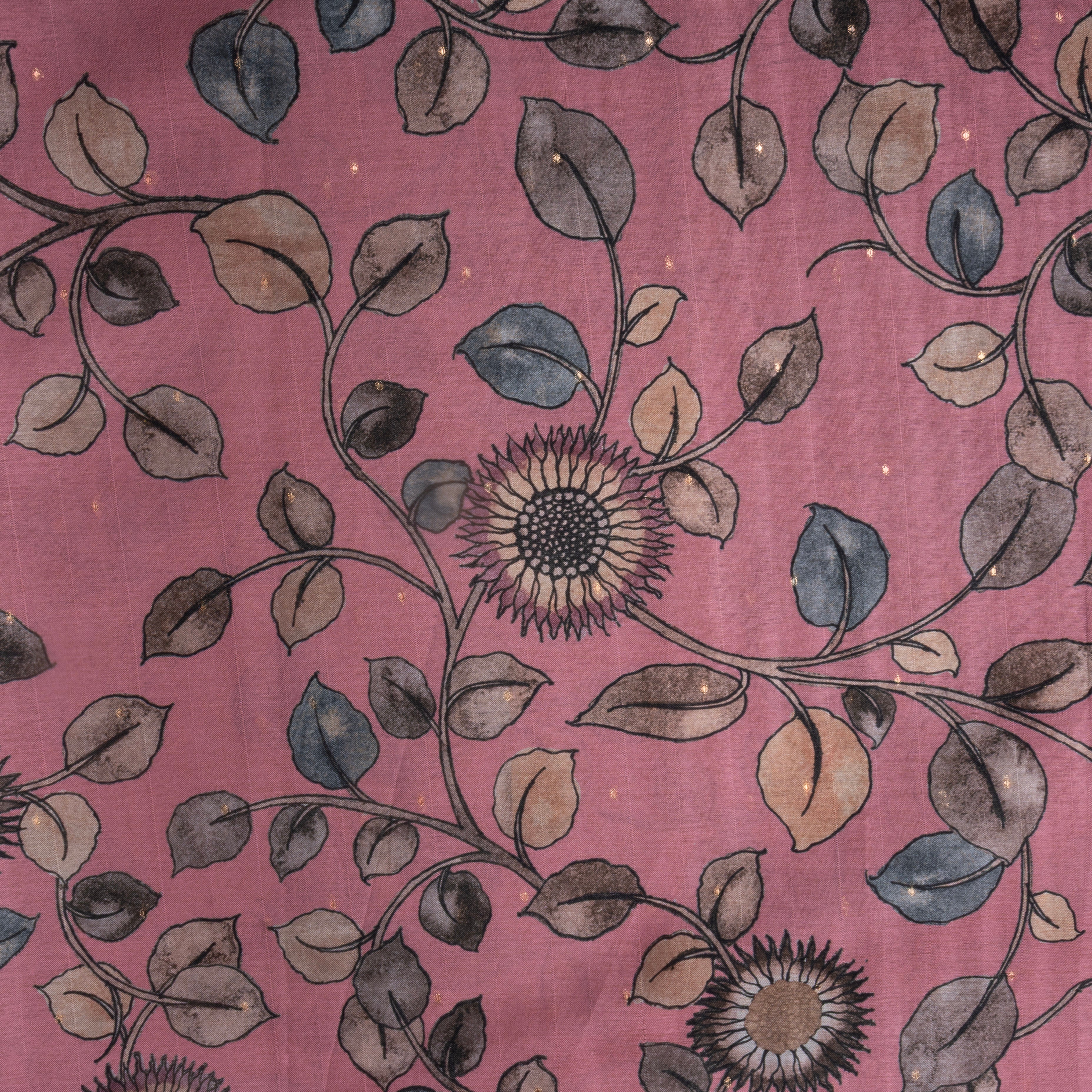 Baby Pink Digital Printed Tussar Fabric