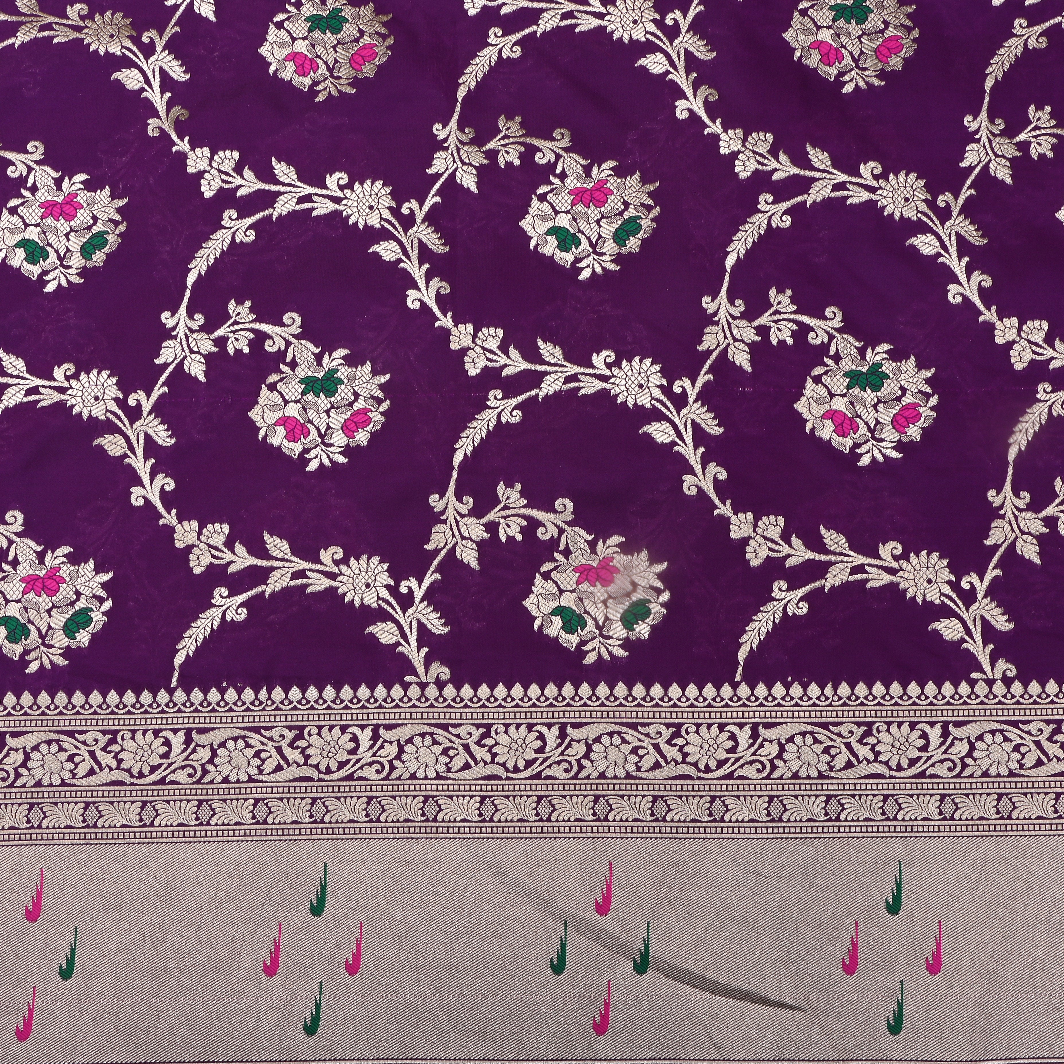 Deep Purple Jamawar Silk Fabric
