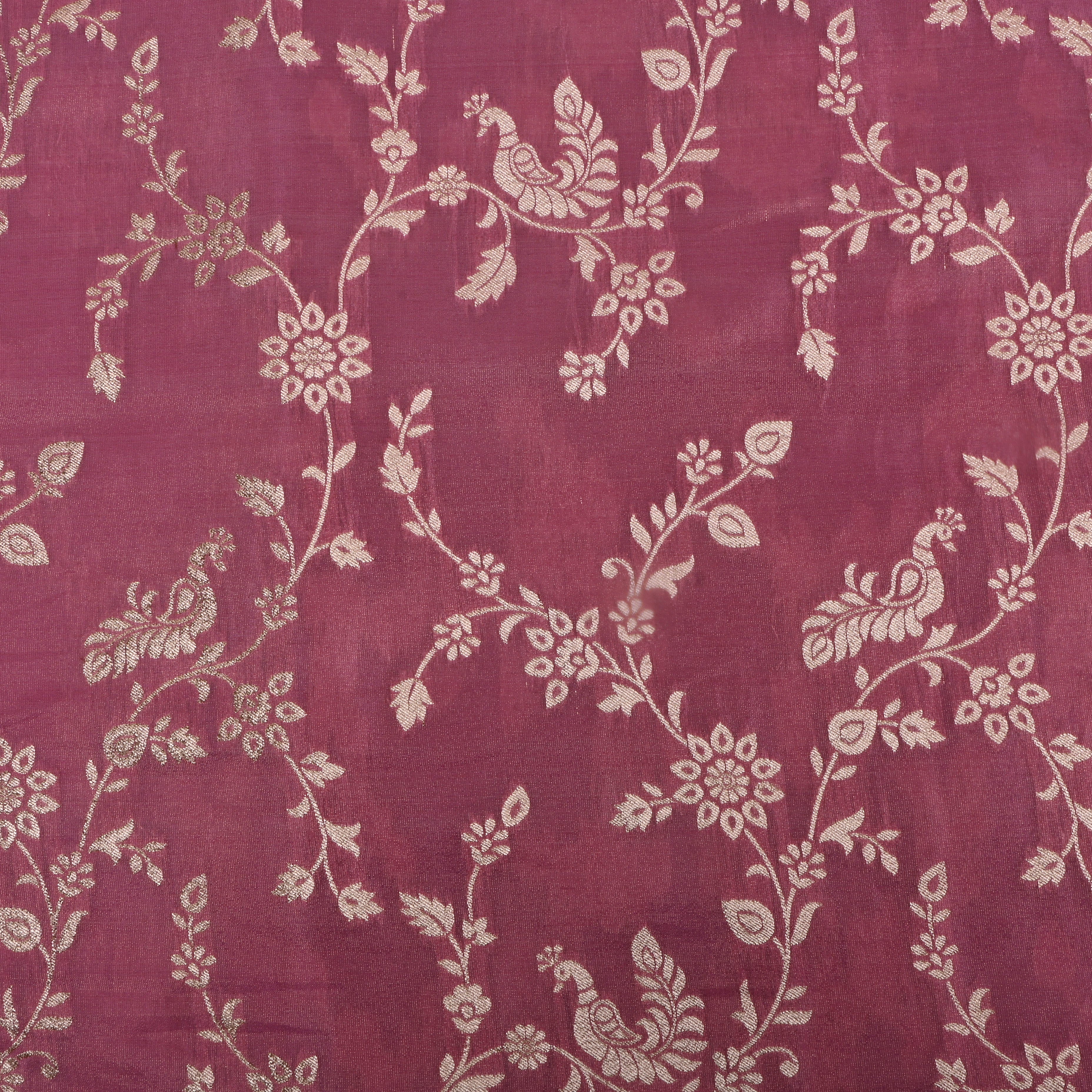Earthy Pink Jamawar Tissue Fabric