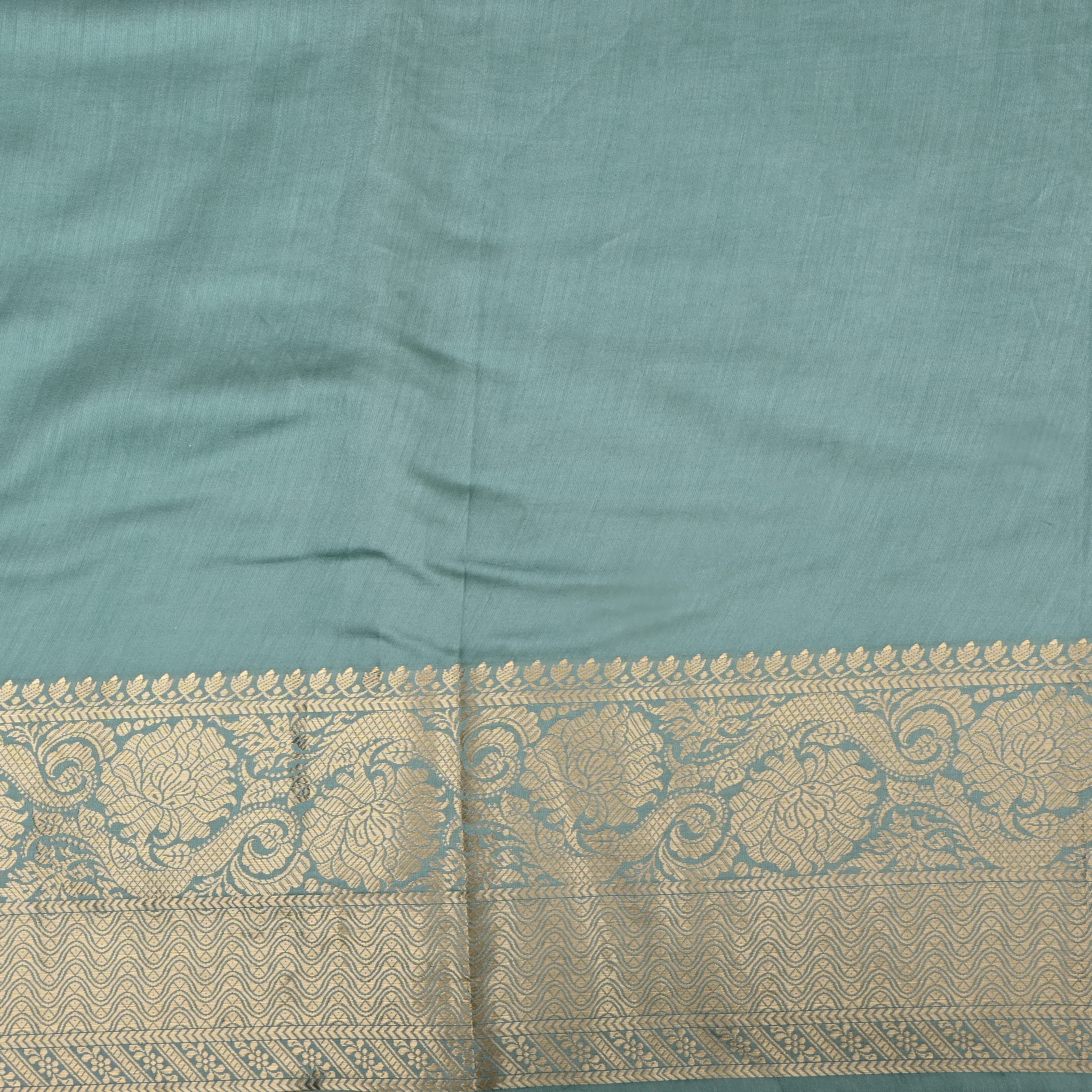 Aqua Blue Solid Jamawar Silk Fabric