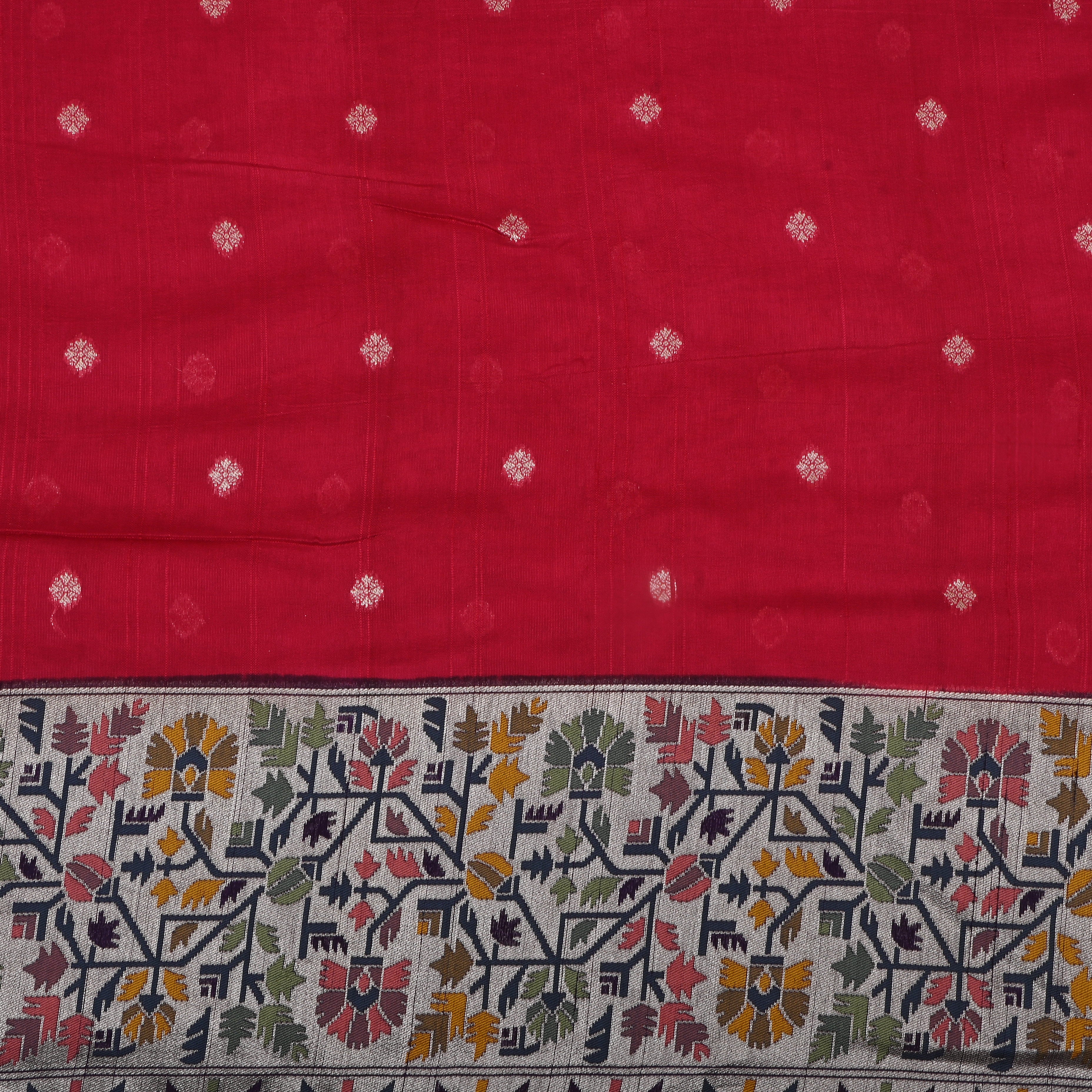 Dark Pink Jamawar Dupion Silk Fabric