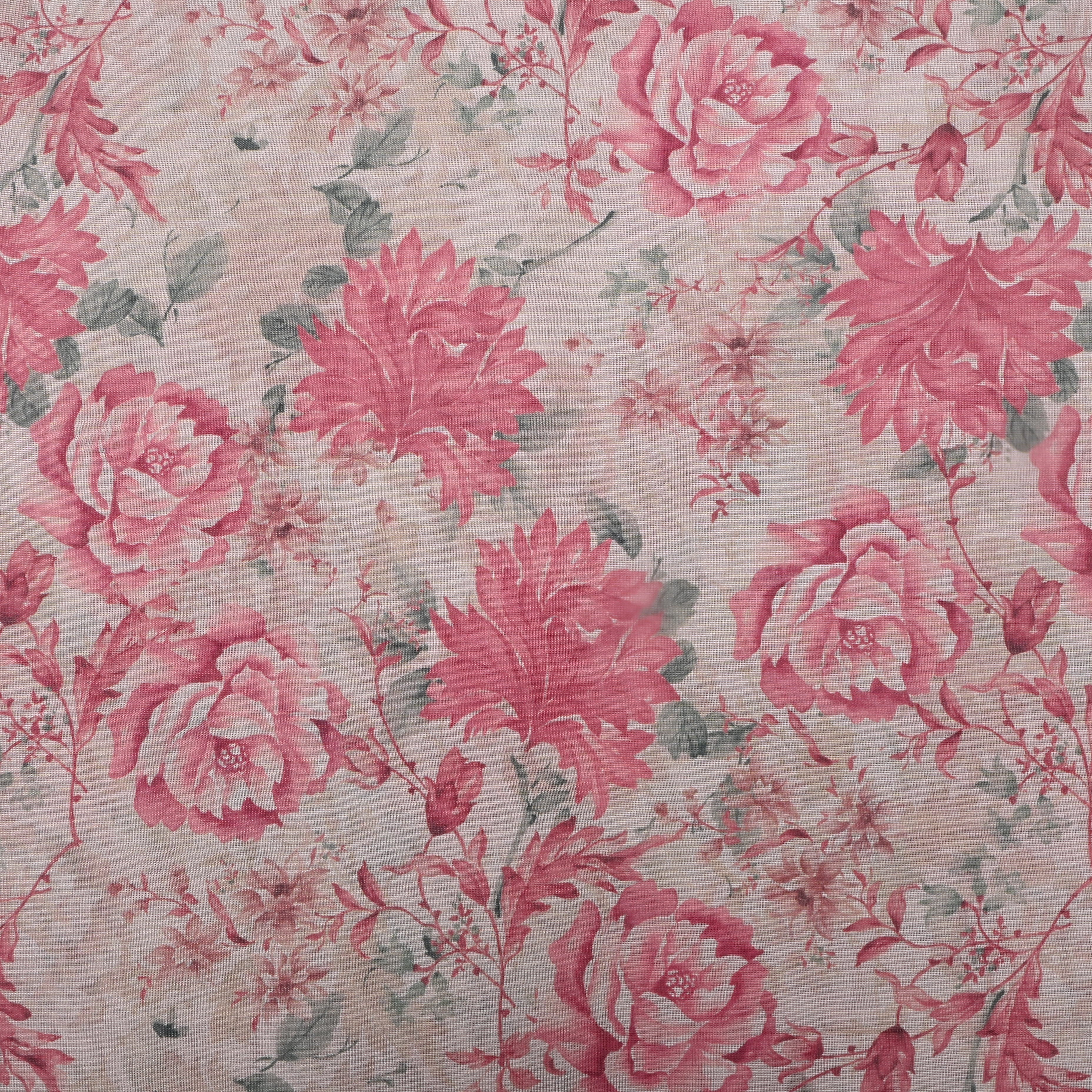 Pale Pink Floral Printed Tissue Fabric