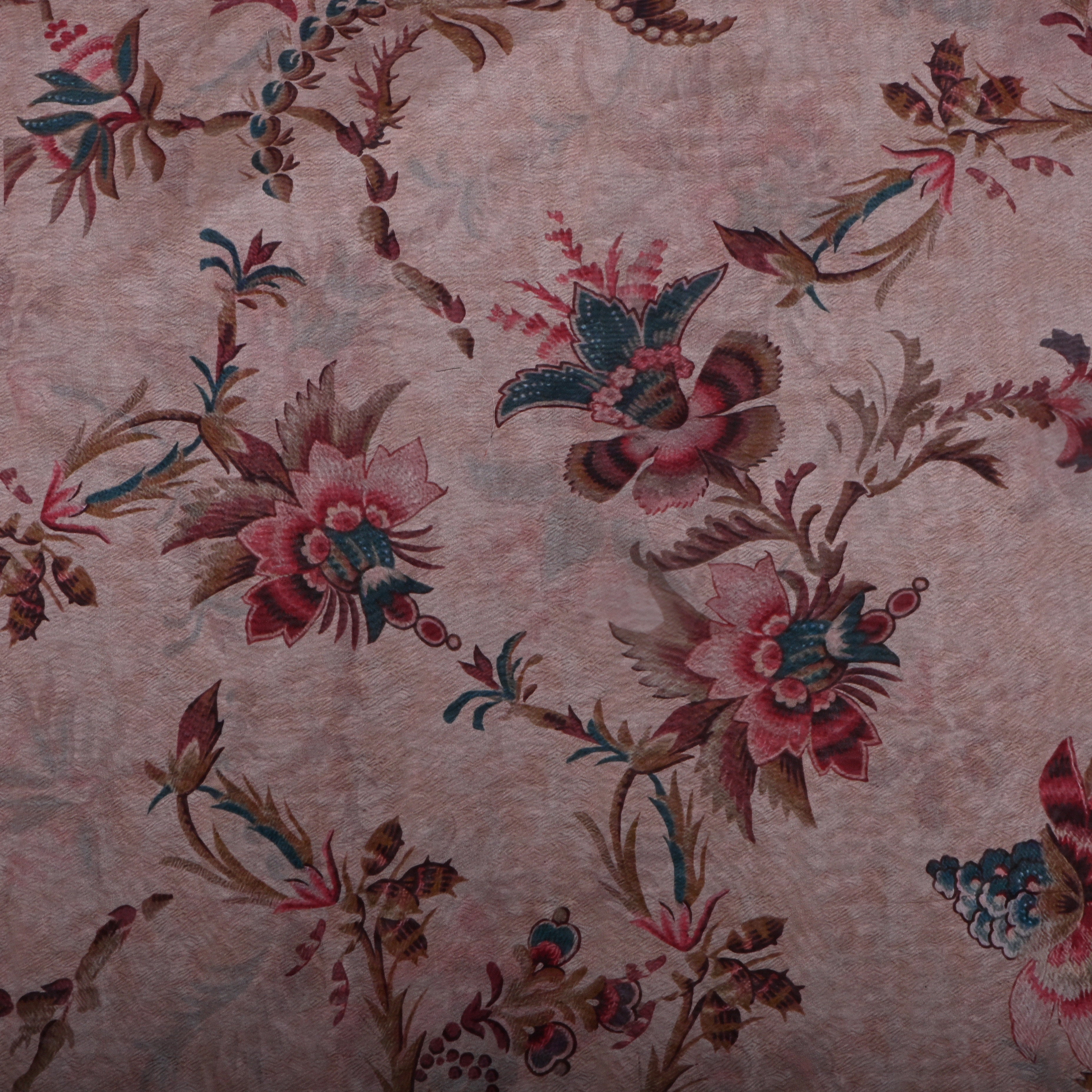 Muted Pink Floral Printed Silk Fabric