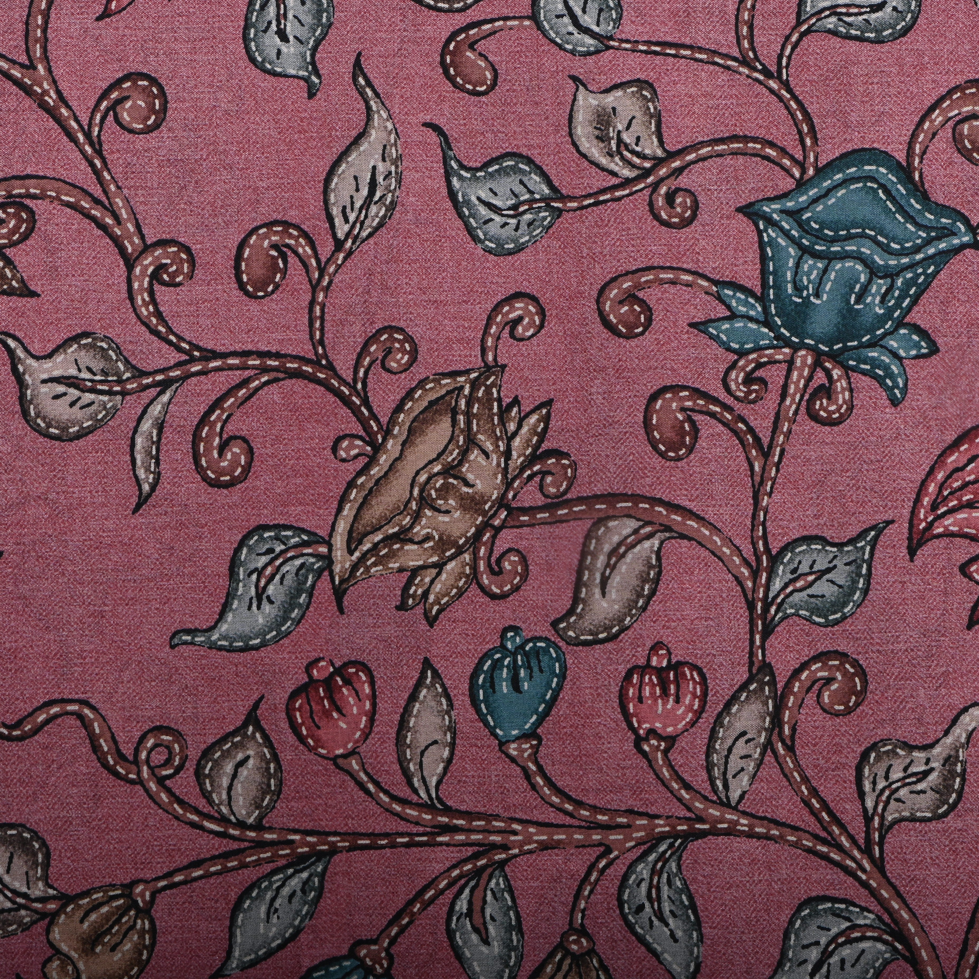 Dusty Pink Digital Floral Printed Tussar Fabric
