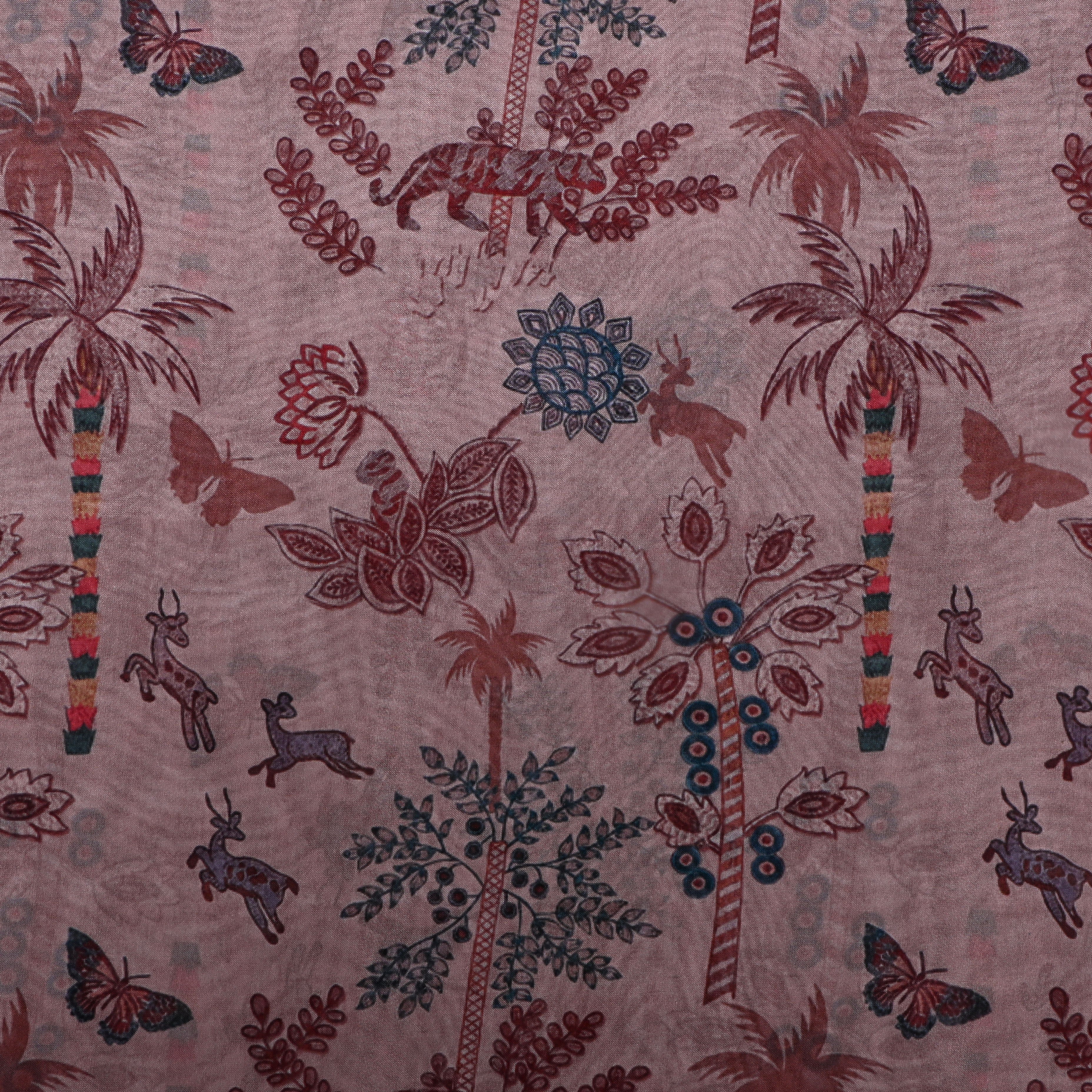 Dusty Pink Printed Silk Fabric
