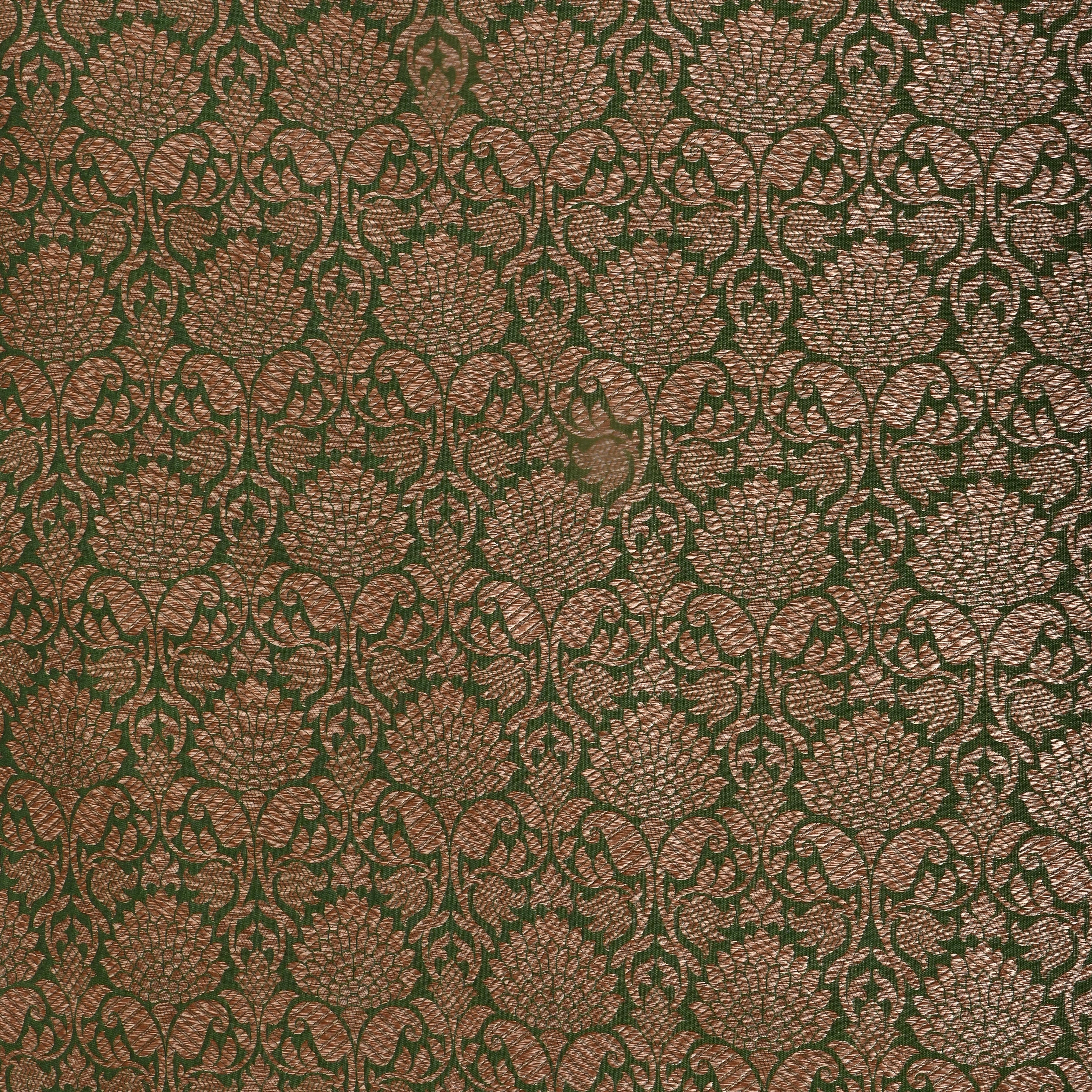 Forest Green Zari Woven Jamawar Silk Fabric