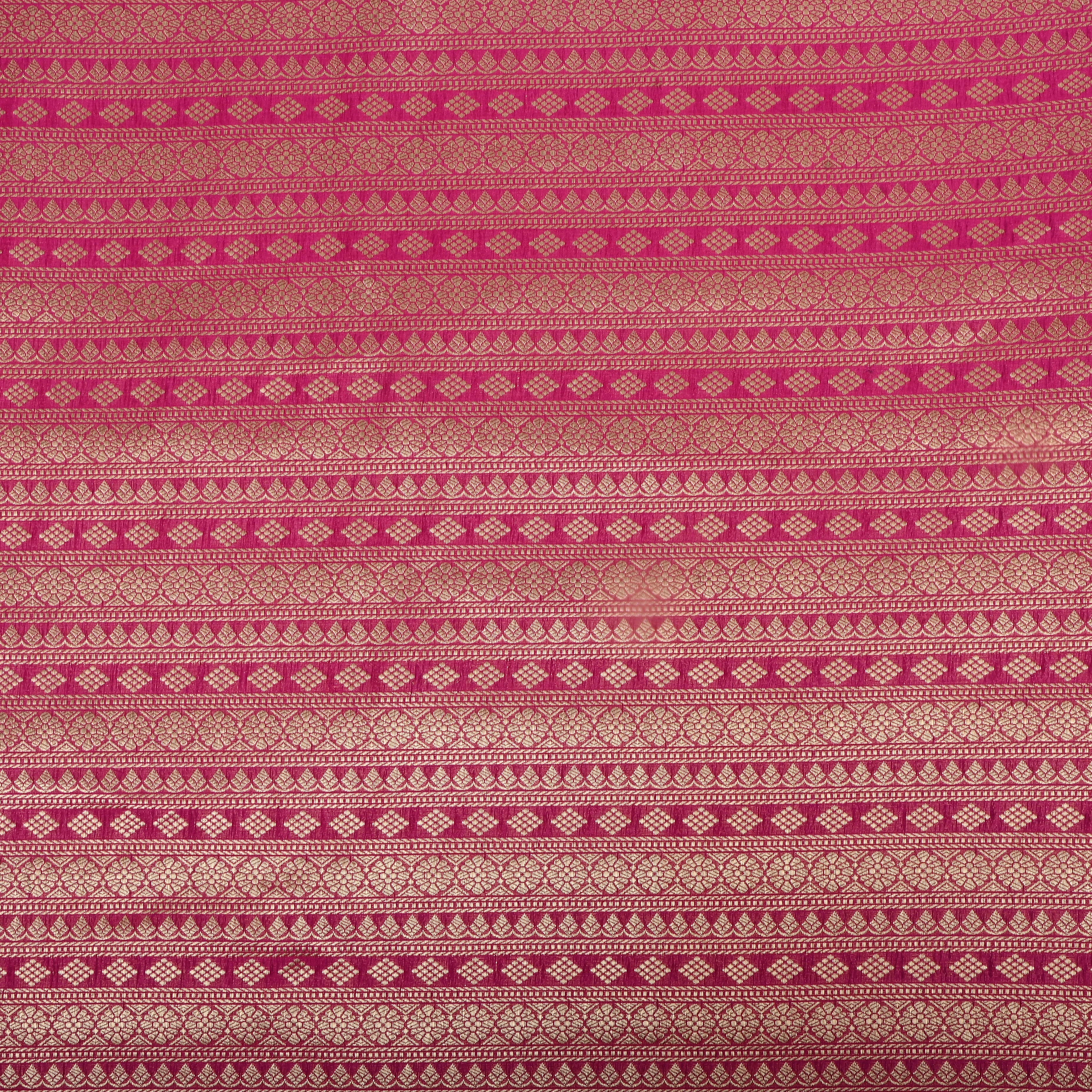 Berry Pink Zari Woven Jamawar Silk Fabric