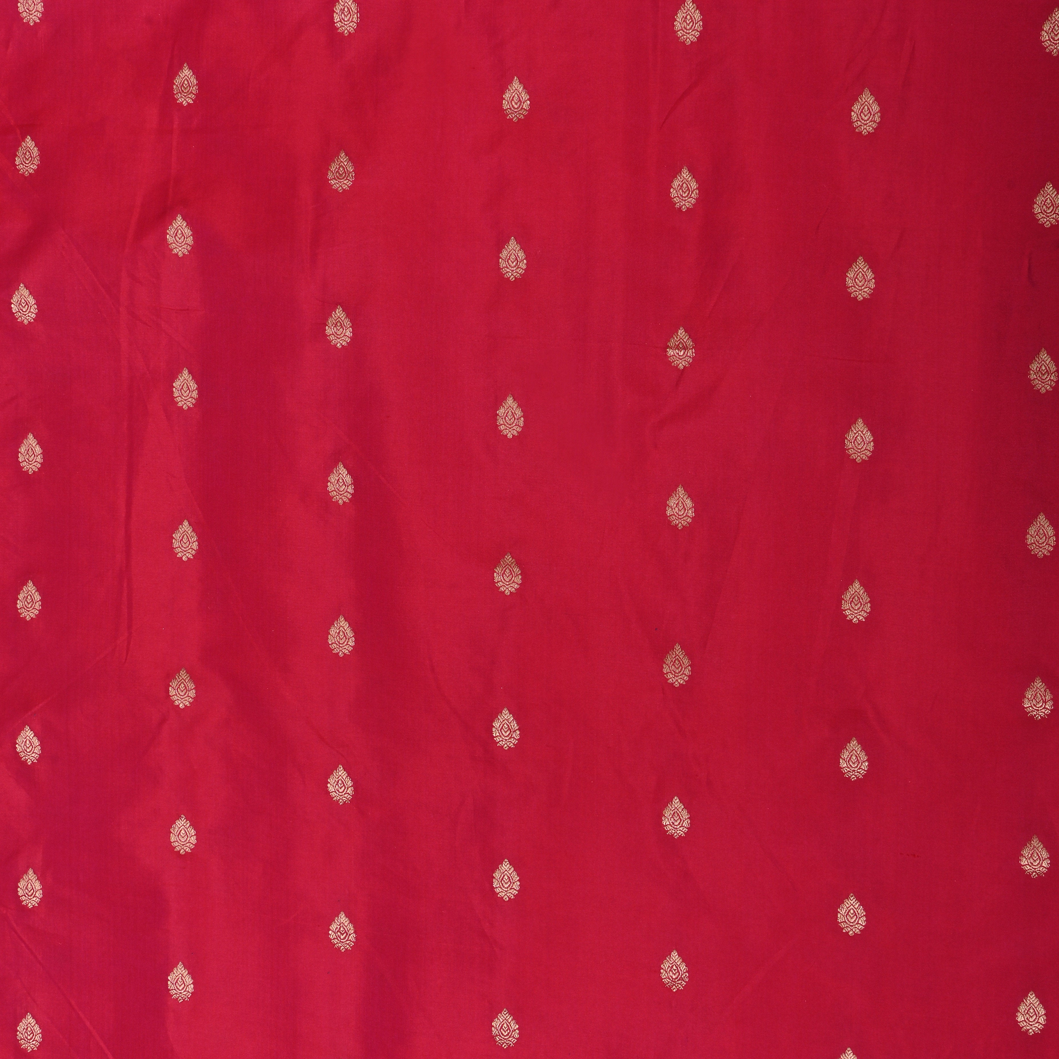 Deep Pink Zari Woven Jamawar Silk Fabric