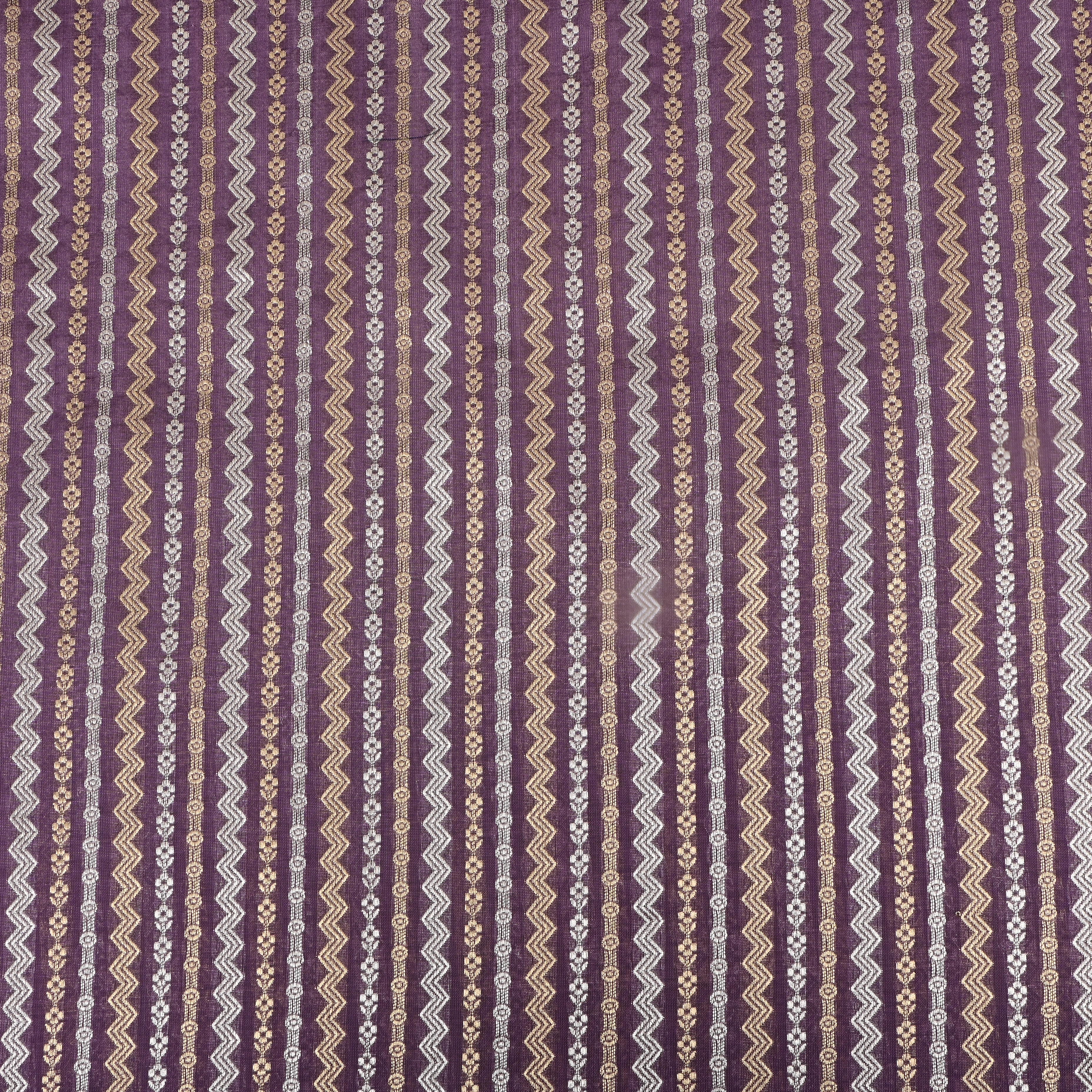 Mauve Purple Dual Zari Woven Jamawar Silk Fabric