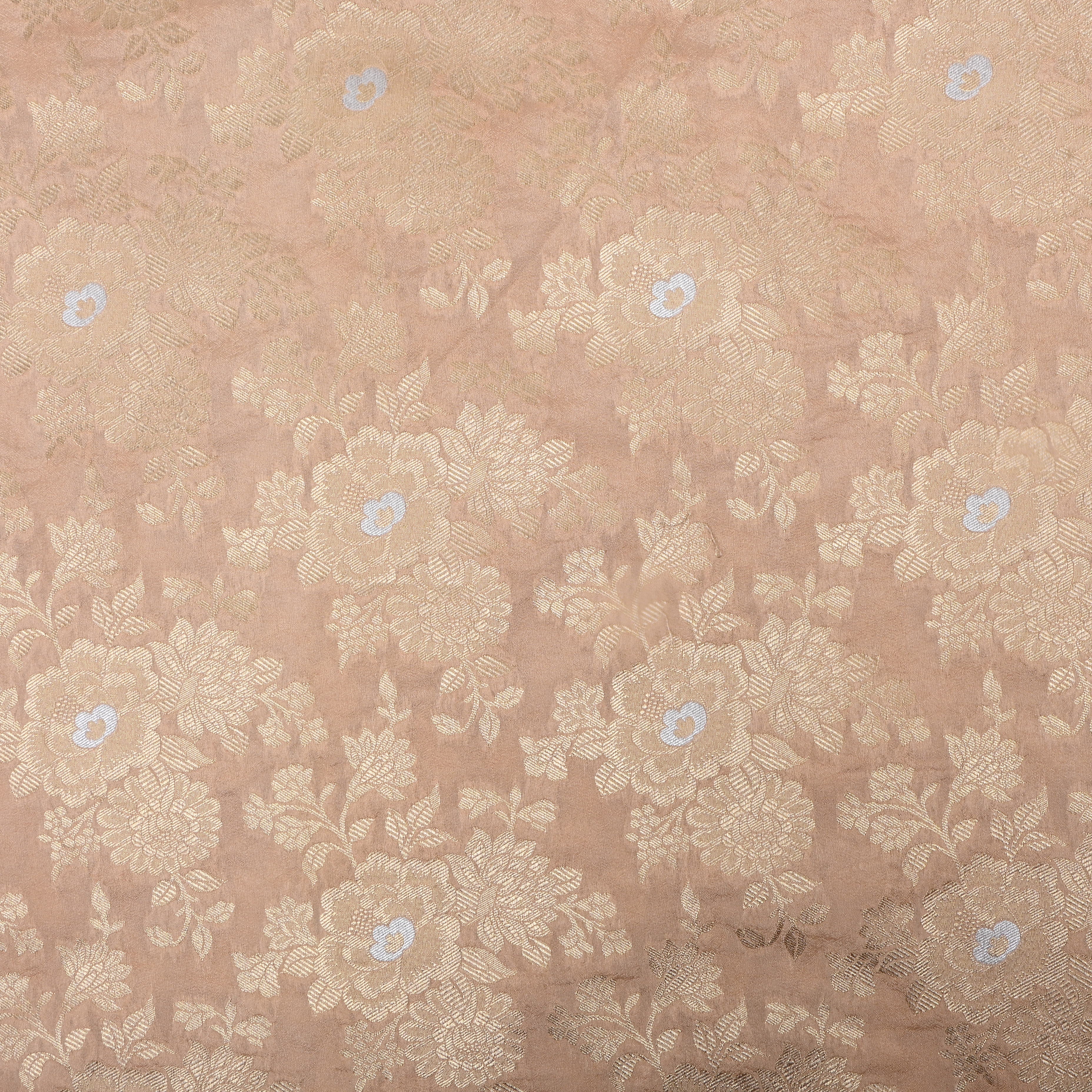 Pastel Pink Zari Woven Jamawar Silk Fabric