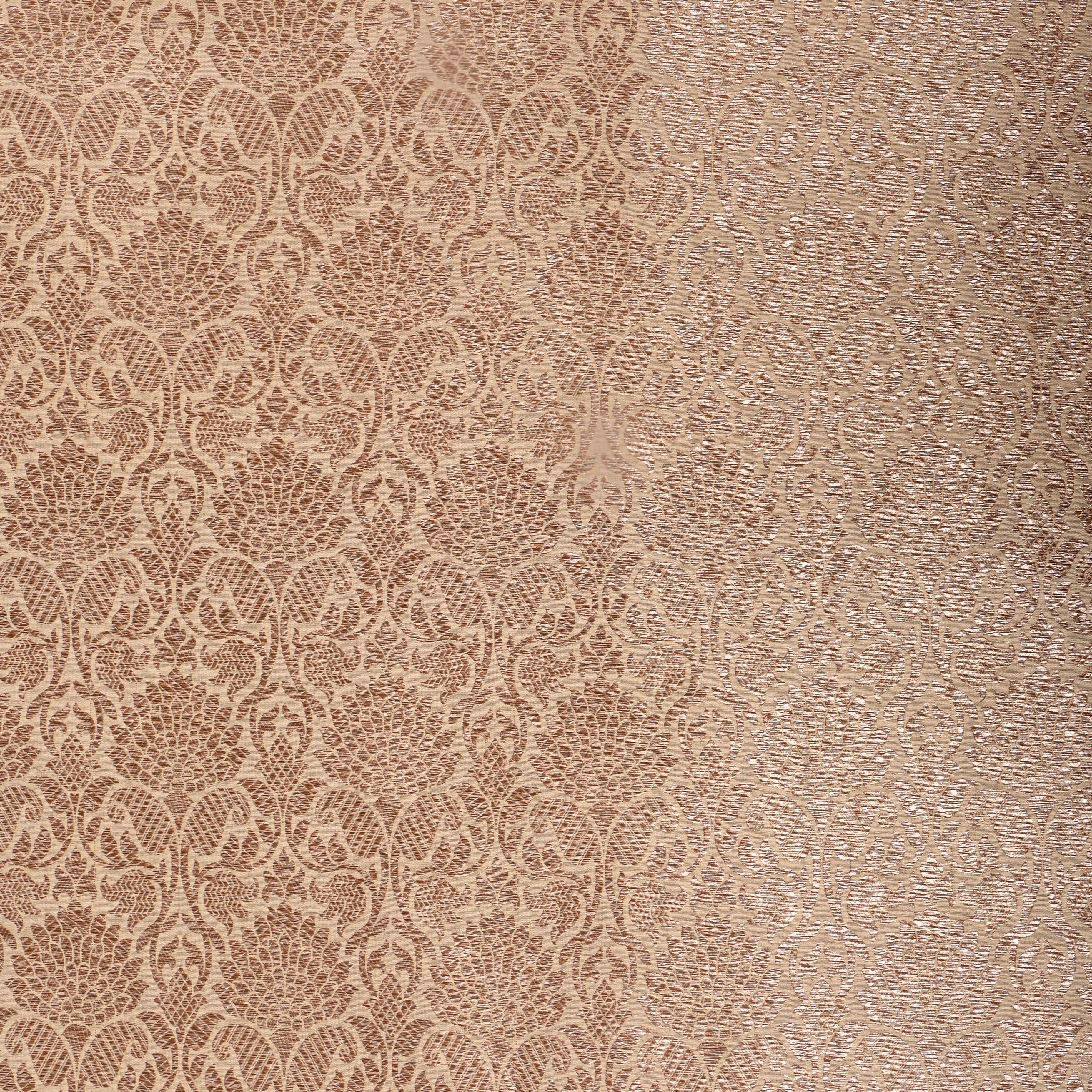 Antique Golden Floral Jamawar Silk Fabric