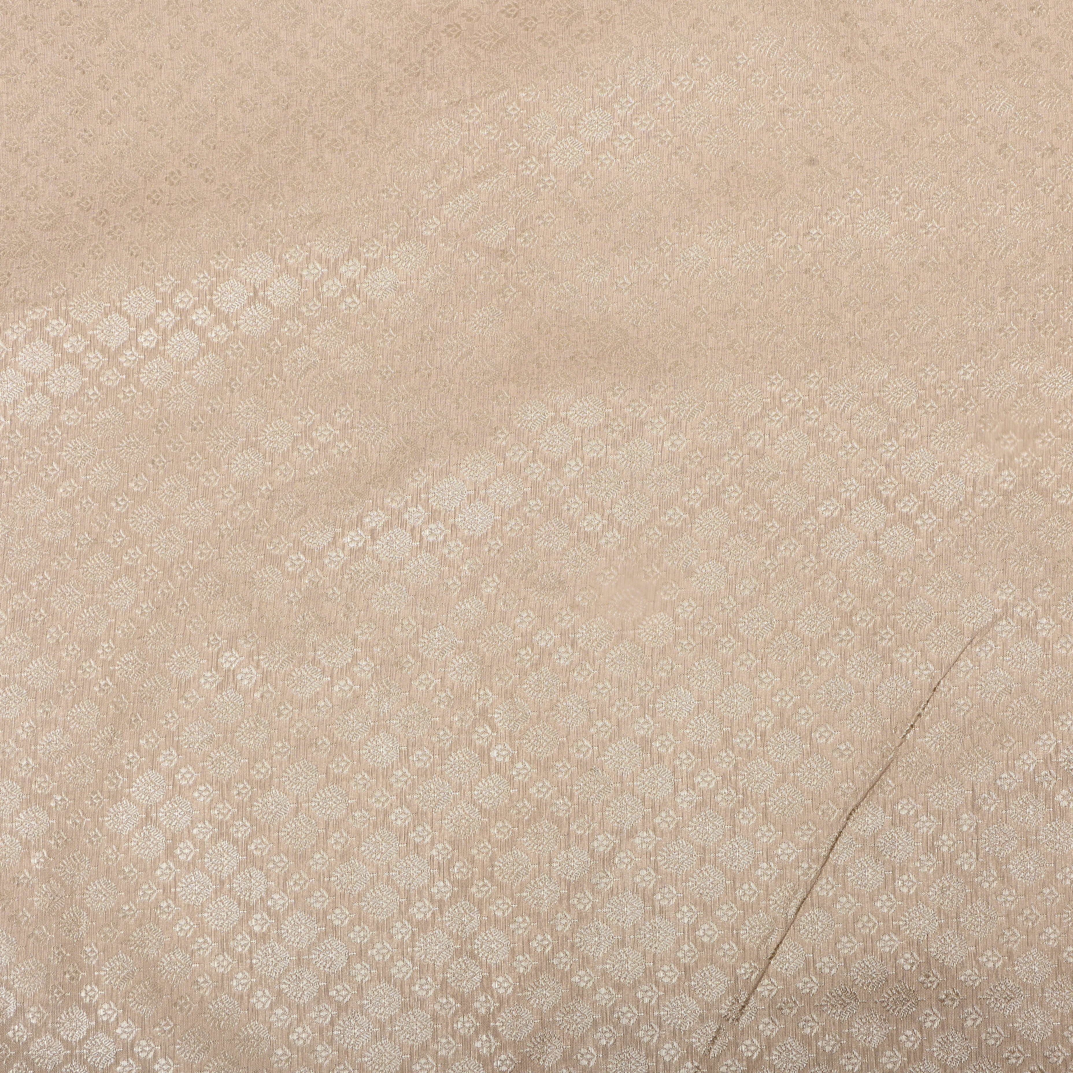 Off-White Zari Woven Jamawar Silk Fabric