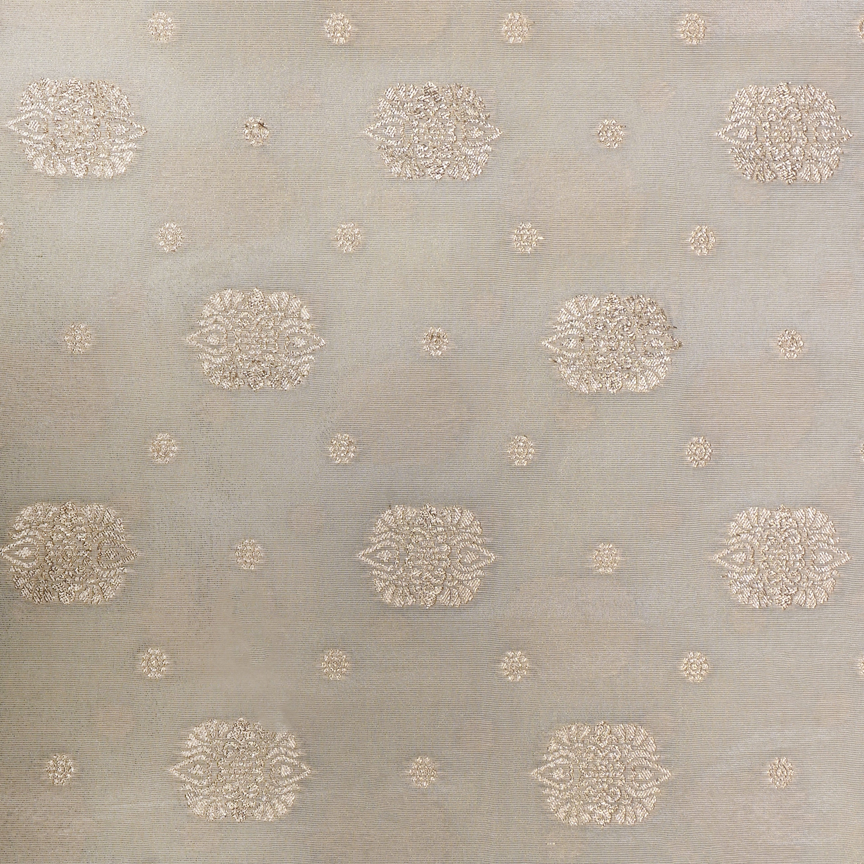 Dusty White Zari Embroidery Tissue Fabric