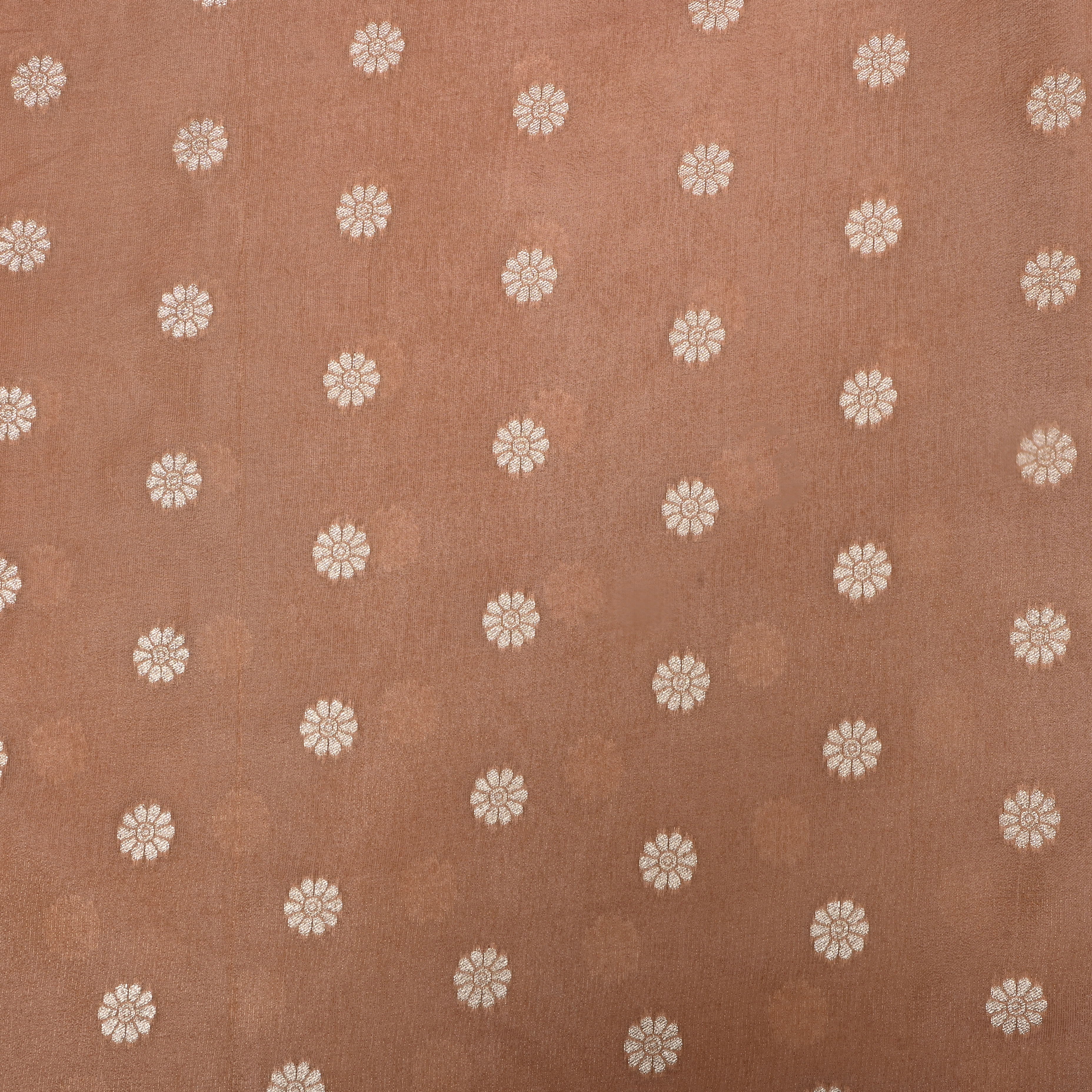 Golden Beige Zari Embroidered Tissue Fabric