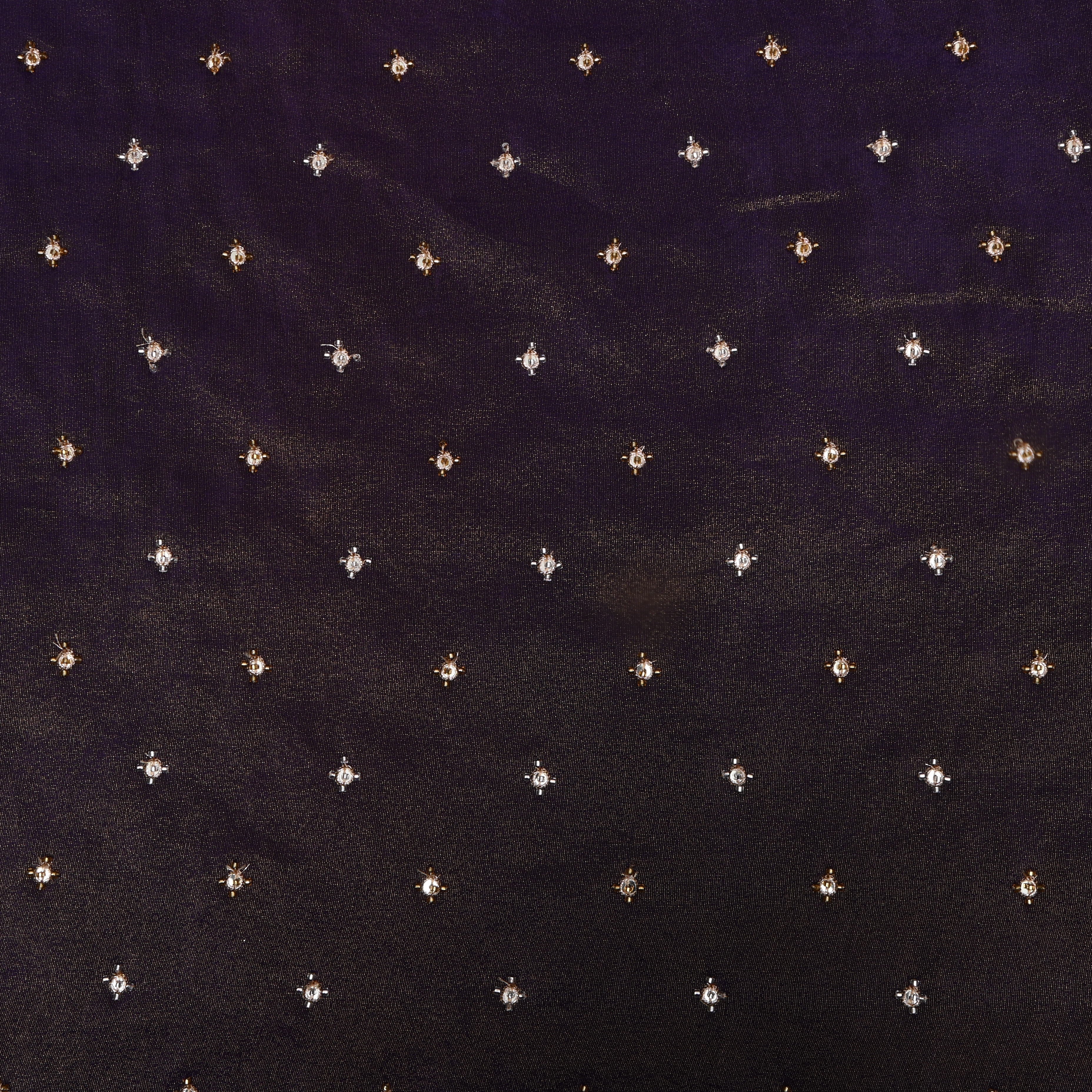 Deep Purple Beadwork Tissue Fabric