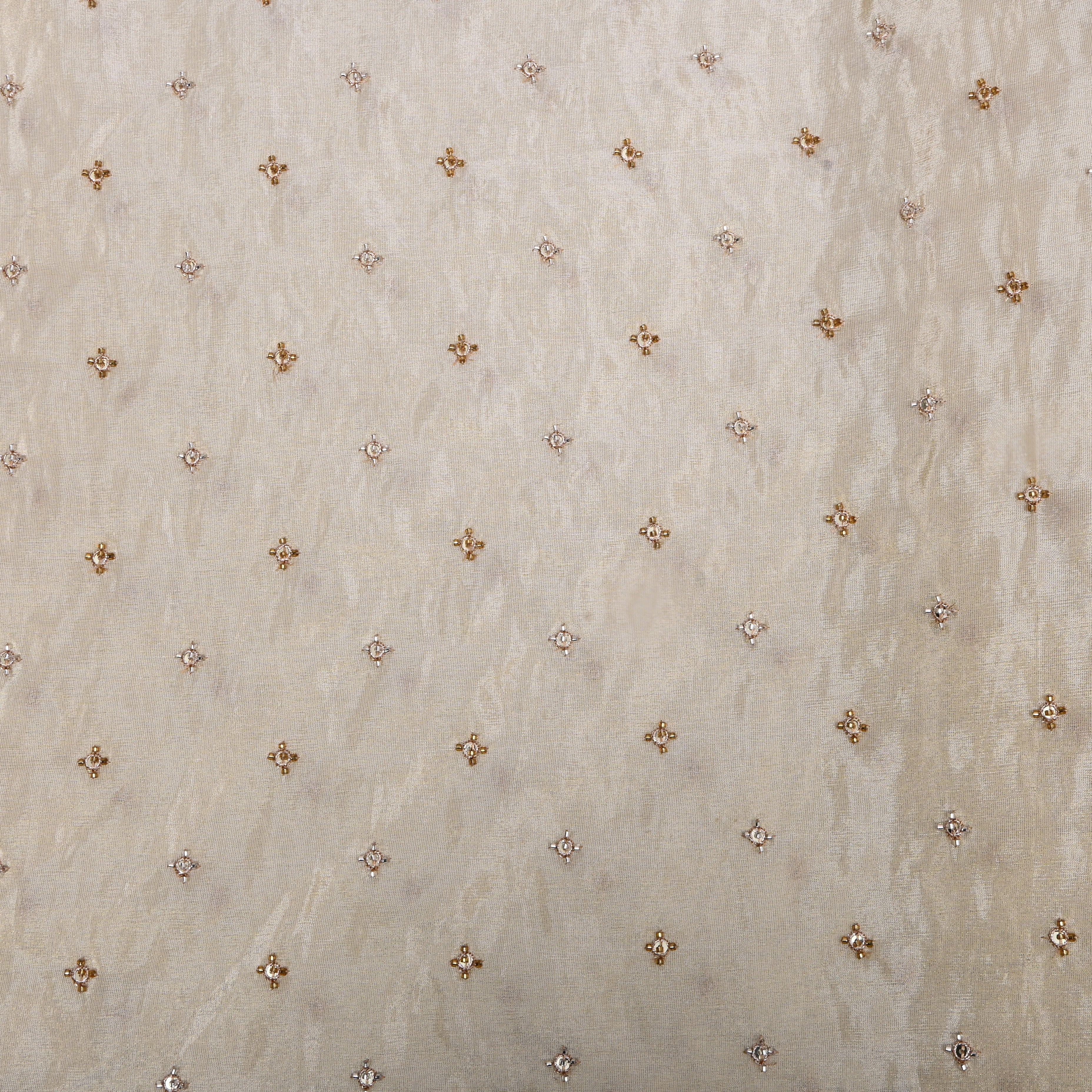 Off-White Beadwork Tissue Fabric