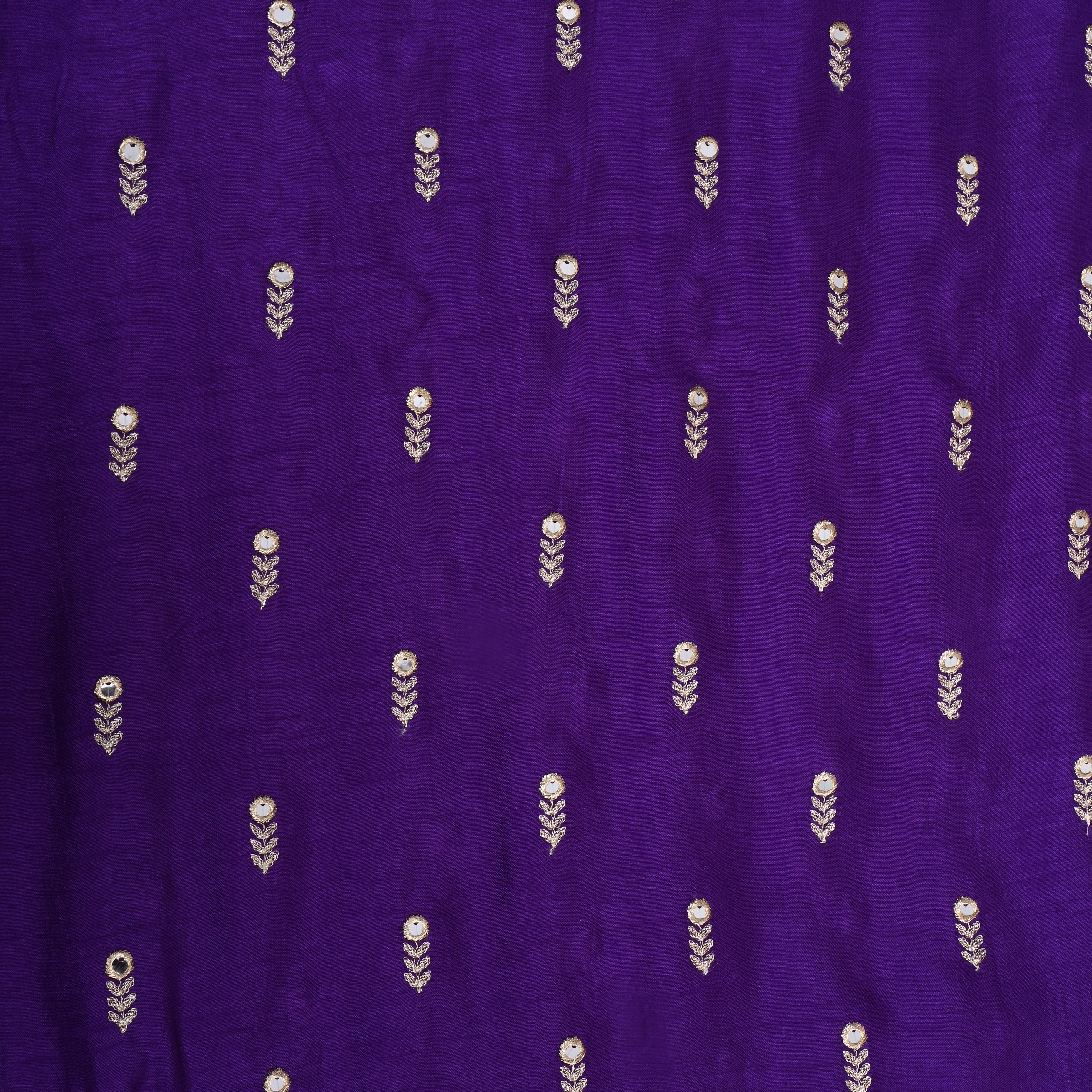 Ultra Violet Floral Embroidered Silk Fabric