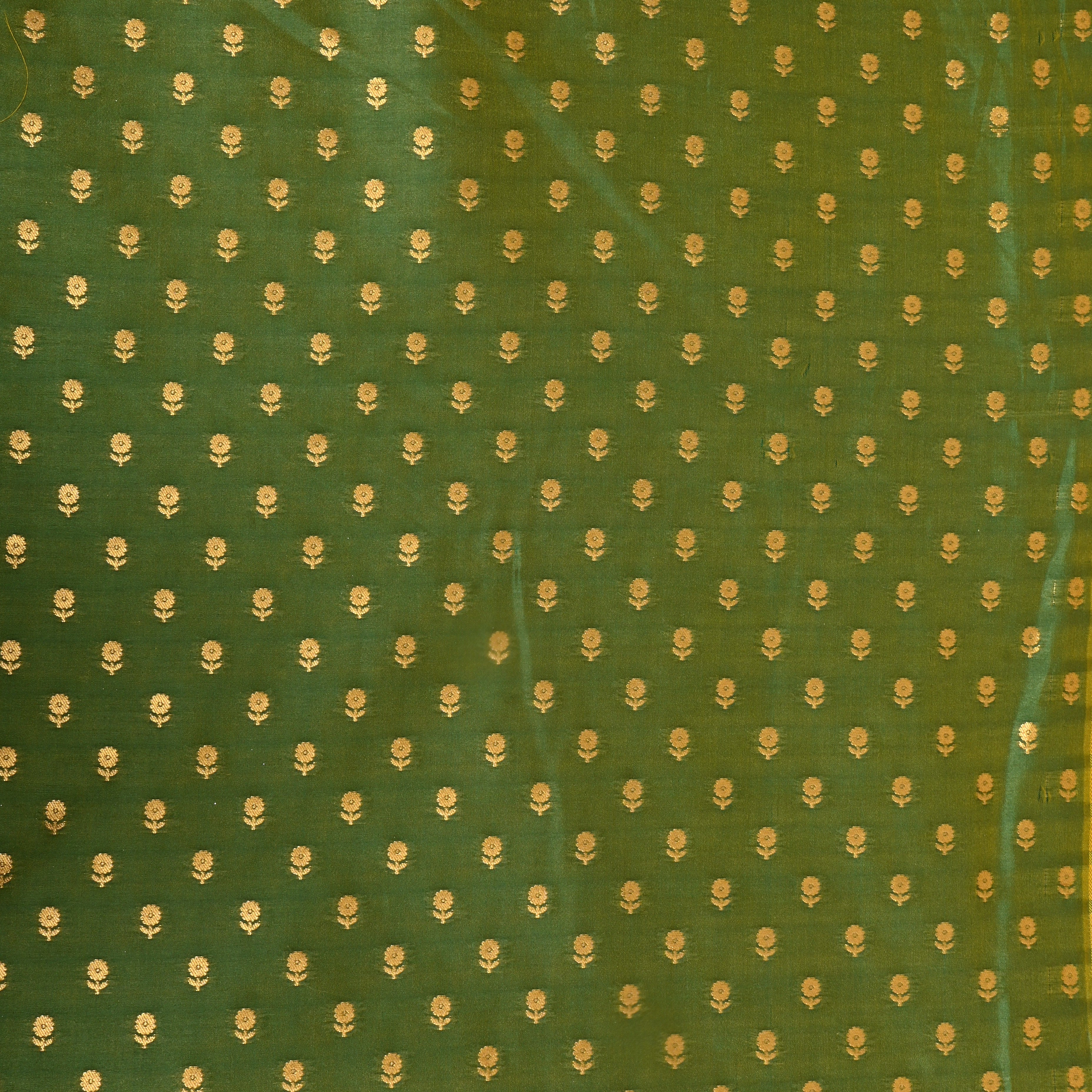 Forest Green Floral Jamawar Silk Fabric