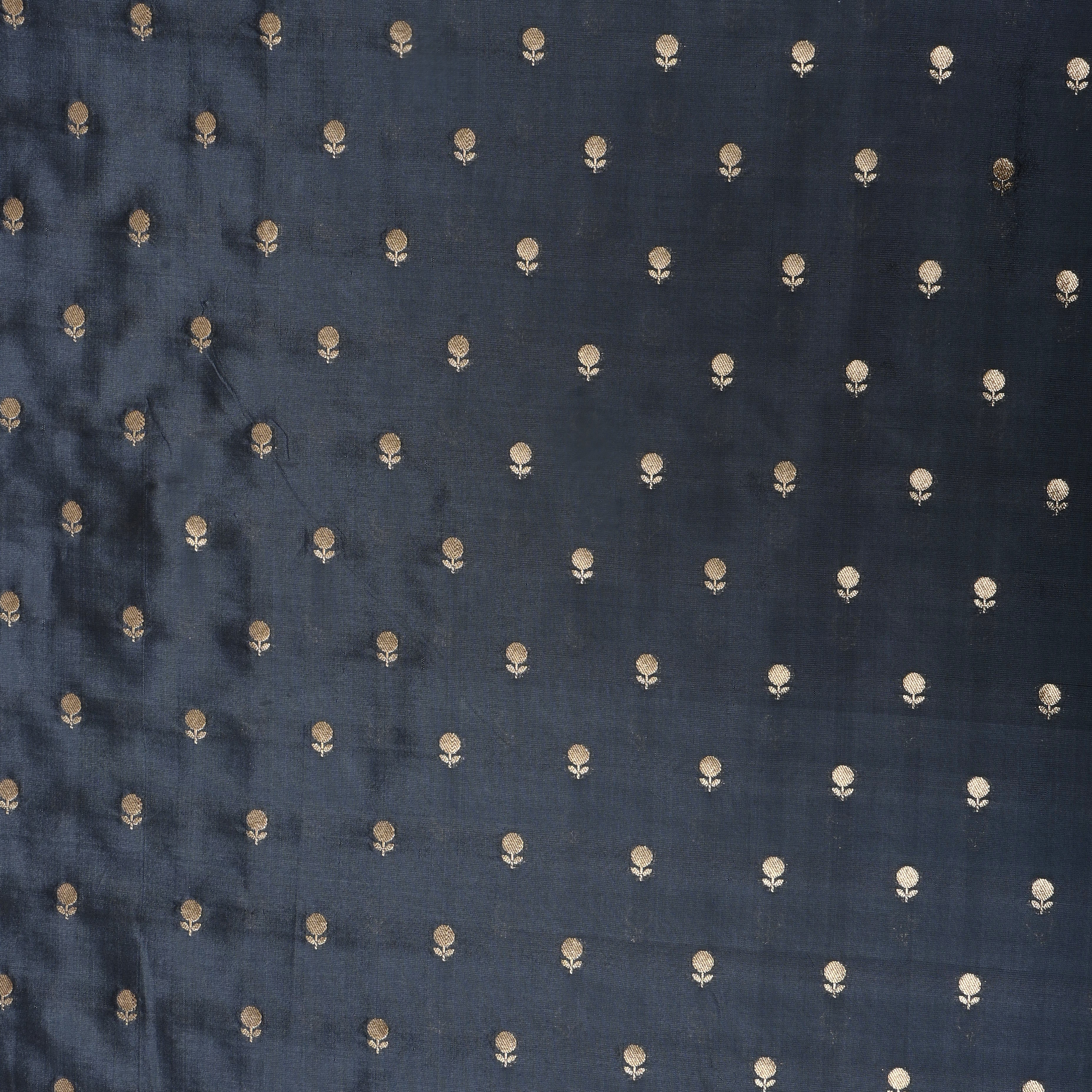Black Floral Woven Jamawar Silk Fabric