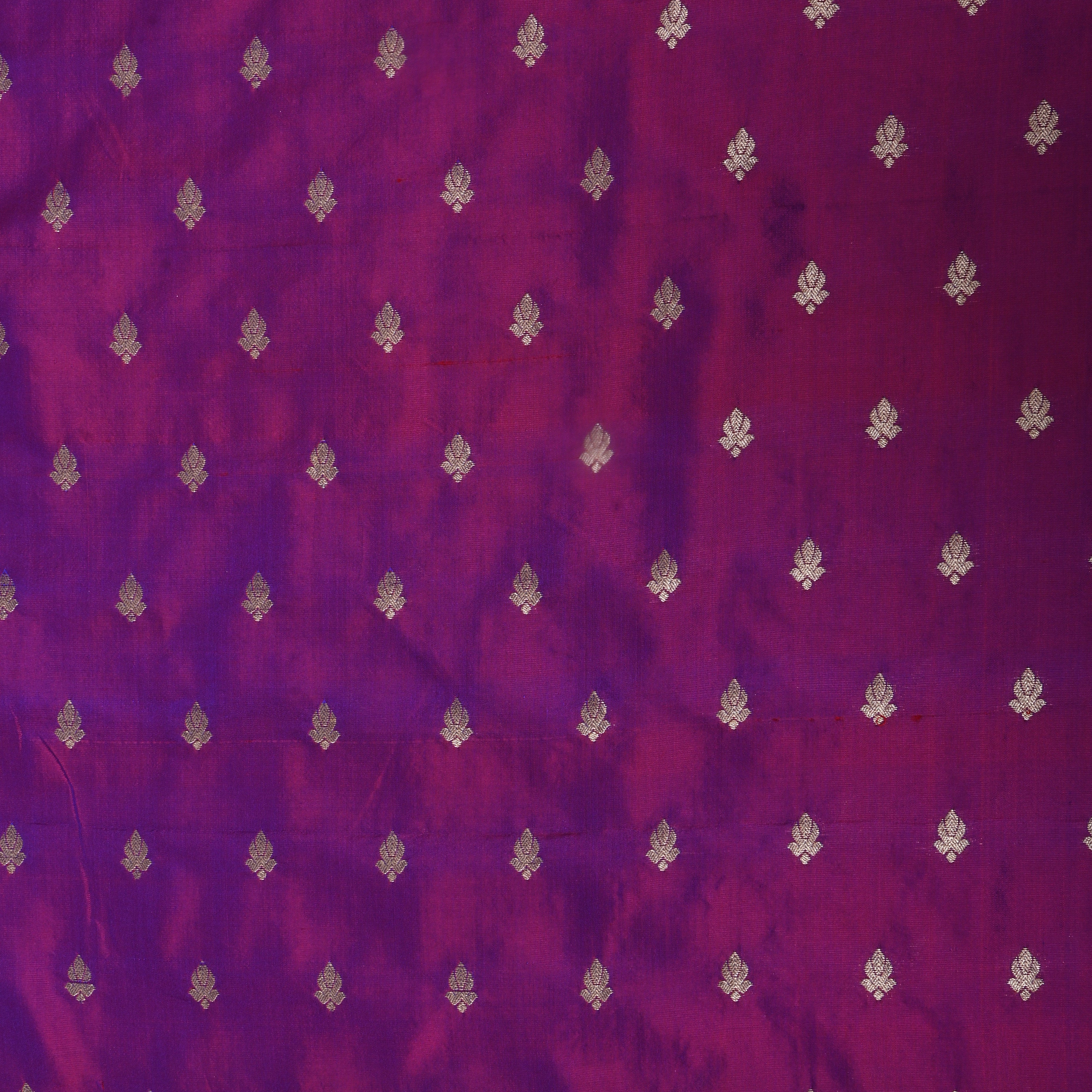 Rich Purple Zari Woven Jamawar Silk Fabric