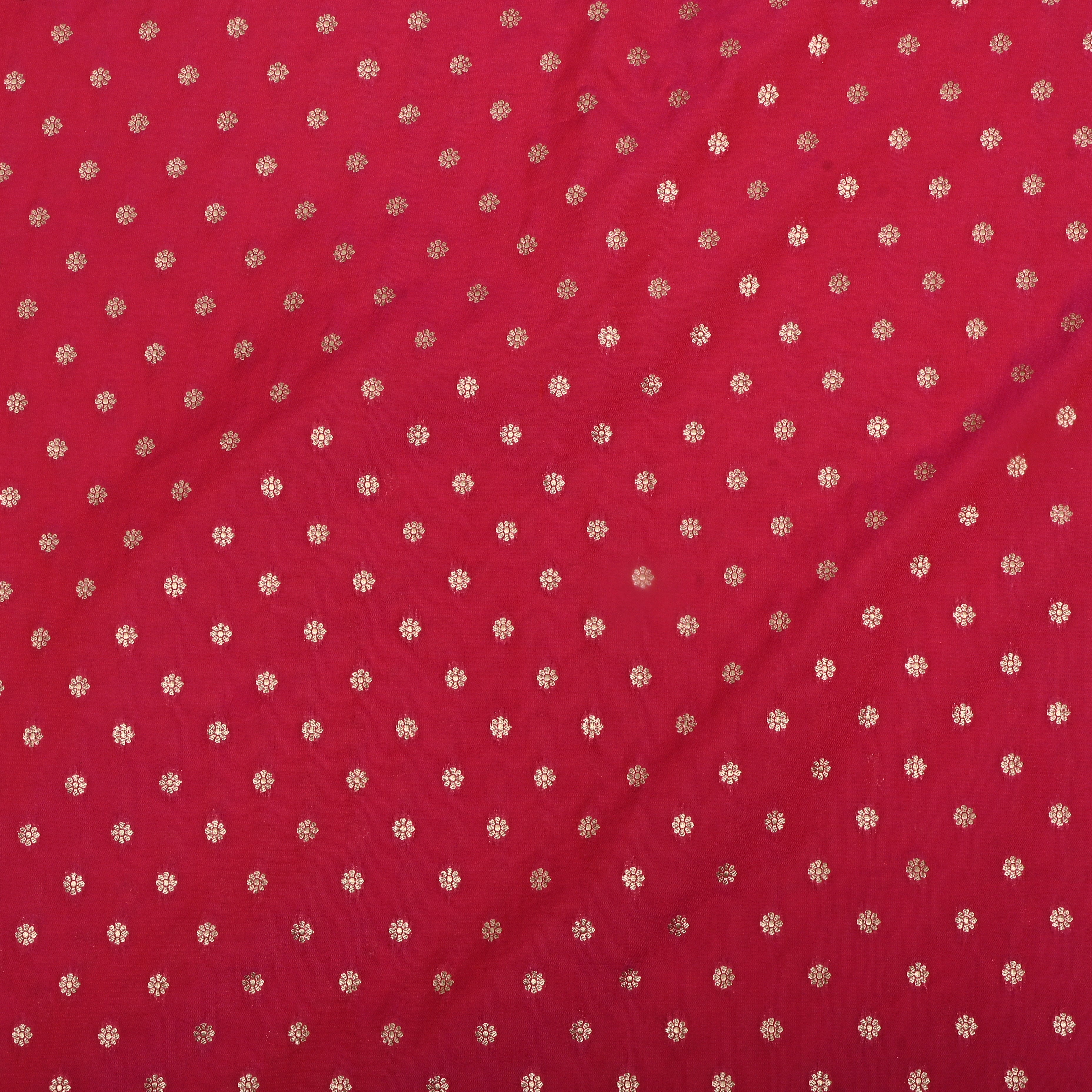 Magenta Pink Zari Woven Silk Fabric