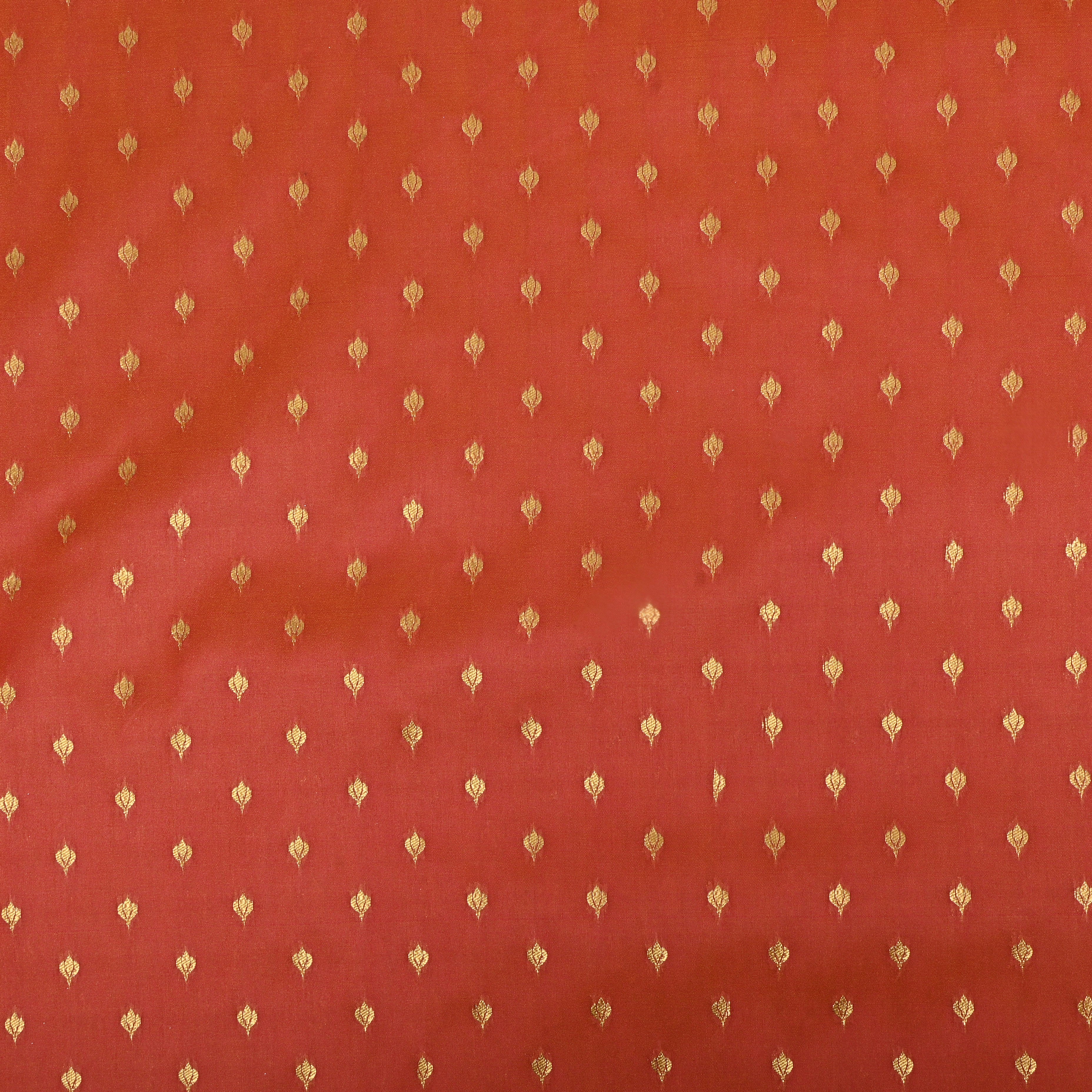 Bright Orange Zari Woven Silk Fabric