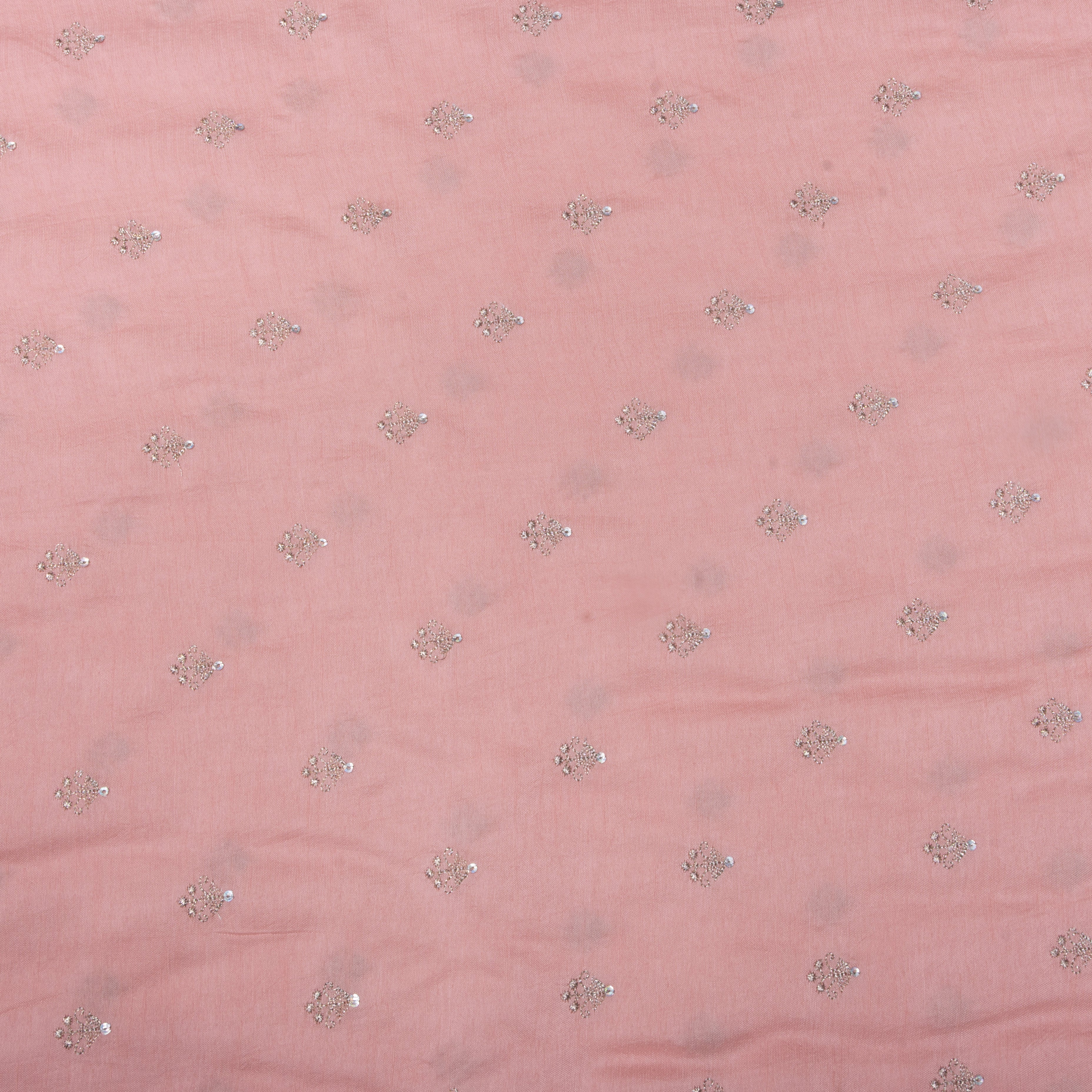 Pastel Pink Embroidered Silk Fabric