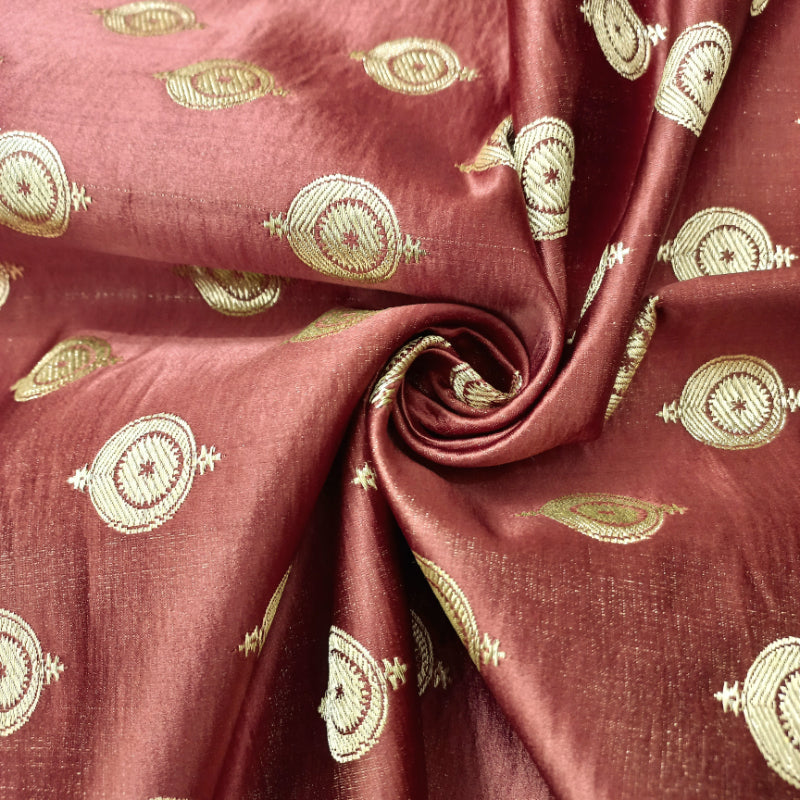 Ragi Deep Copper Brown Gajji Silk Fabric