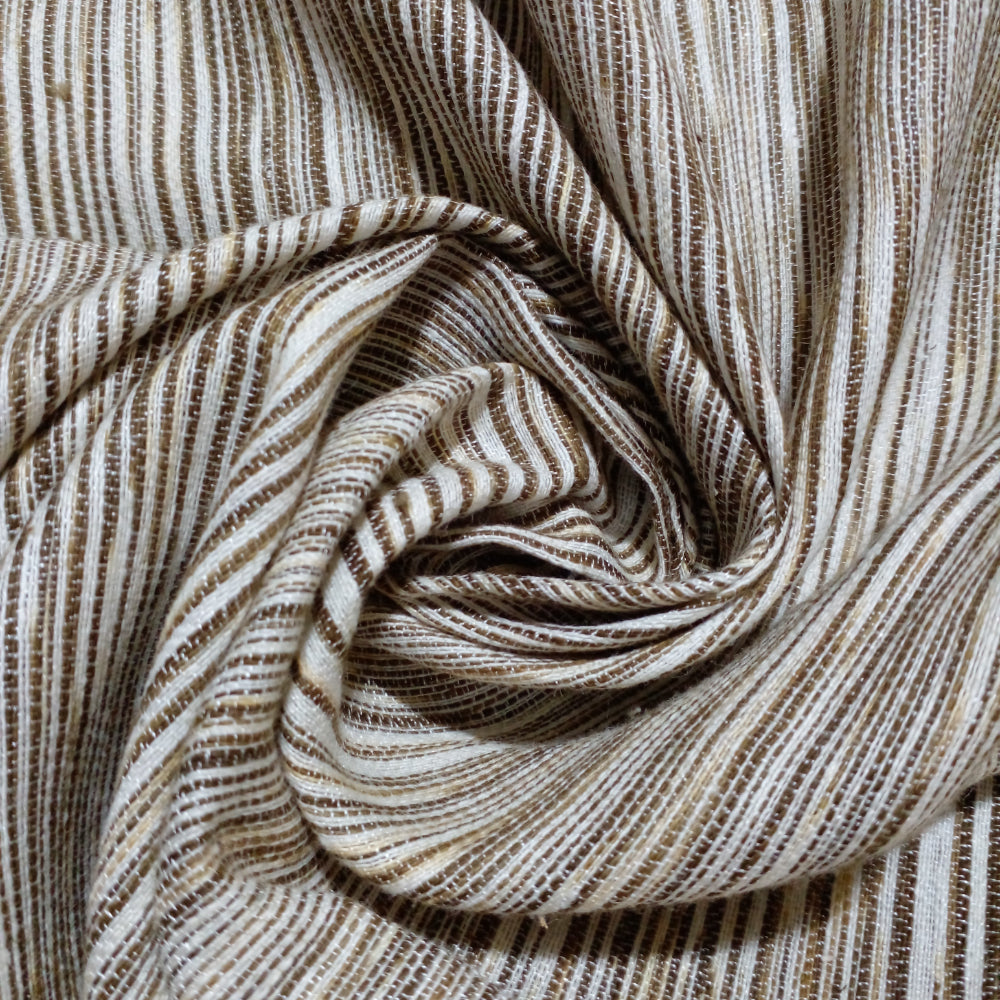 Brown And White Twill Plain Matka Handloom Fabric