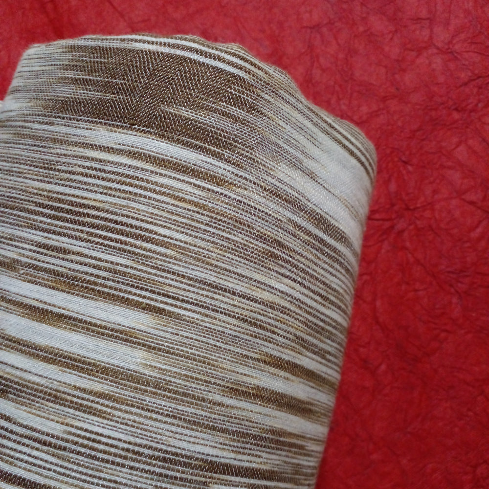 Brown And White Twill Plain Matka Handloom Fabric
