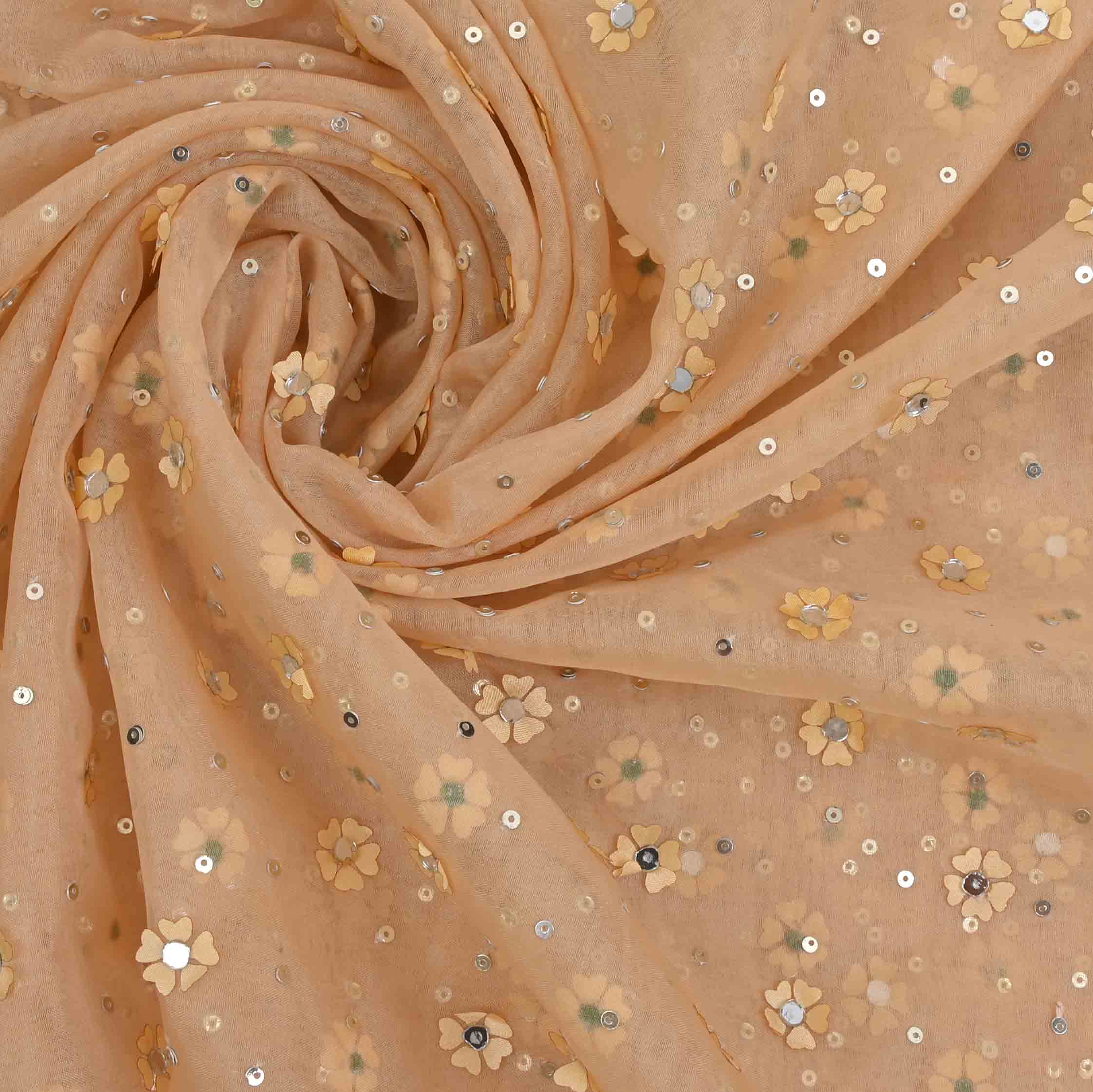 Peach Embroidered Organza Silk 51 Fabric main image 0
