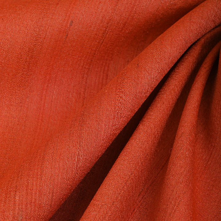 Burnt Orange Plaintussar Silk Fabric