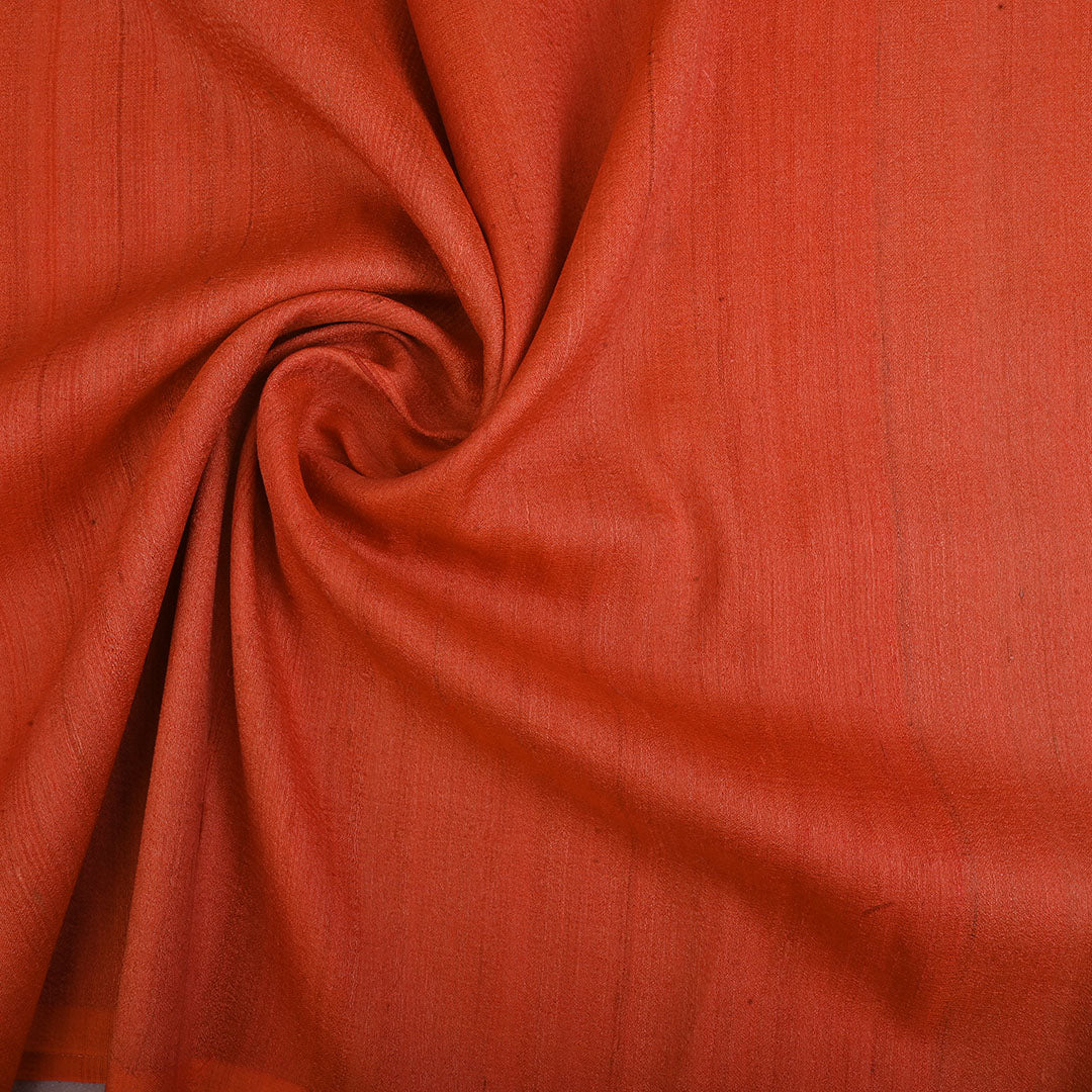 Burnt Orange Plain Tussar Silk Fabric