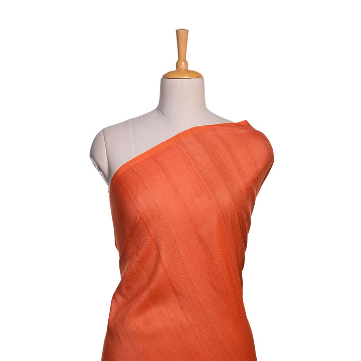 Burnt Orange Plaintussar Silk Fabric