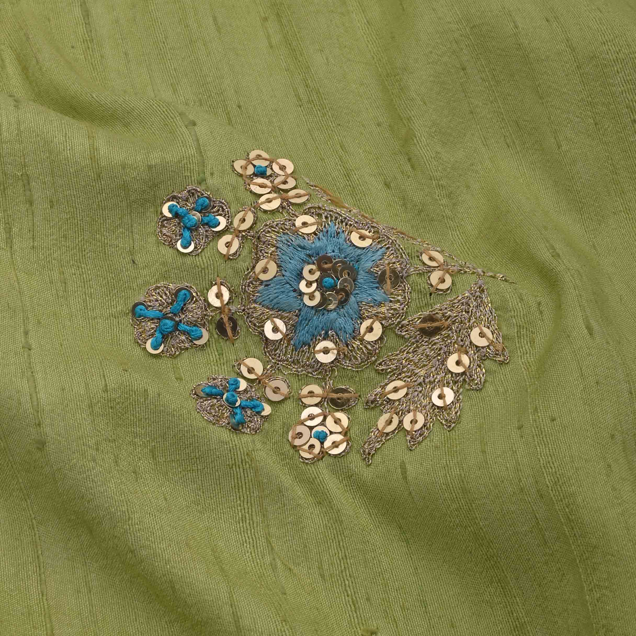 Light Olive Green Dupion Embroidery Fabric