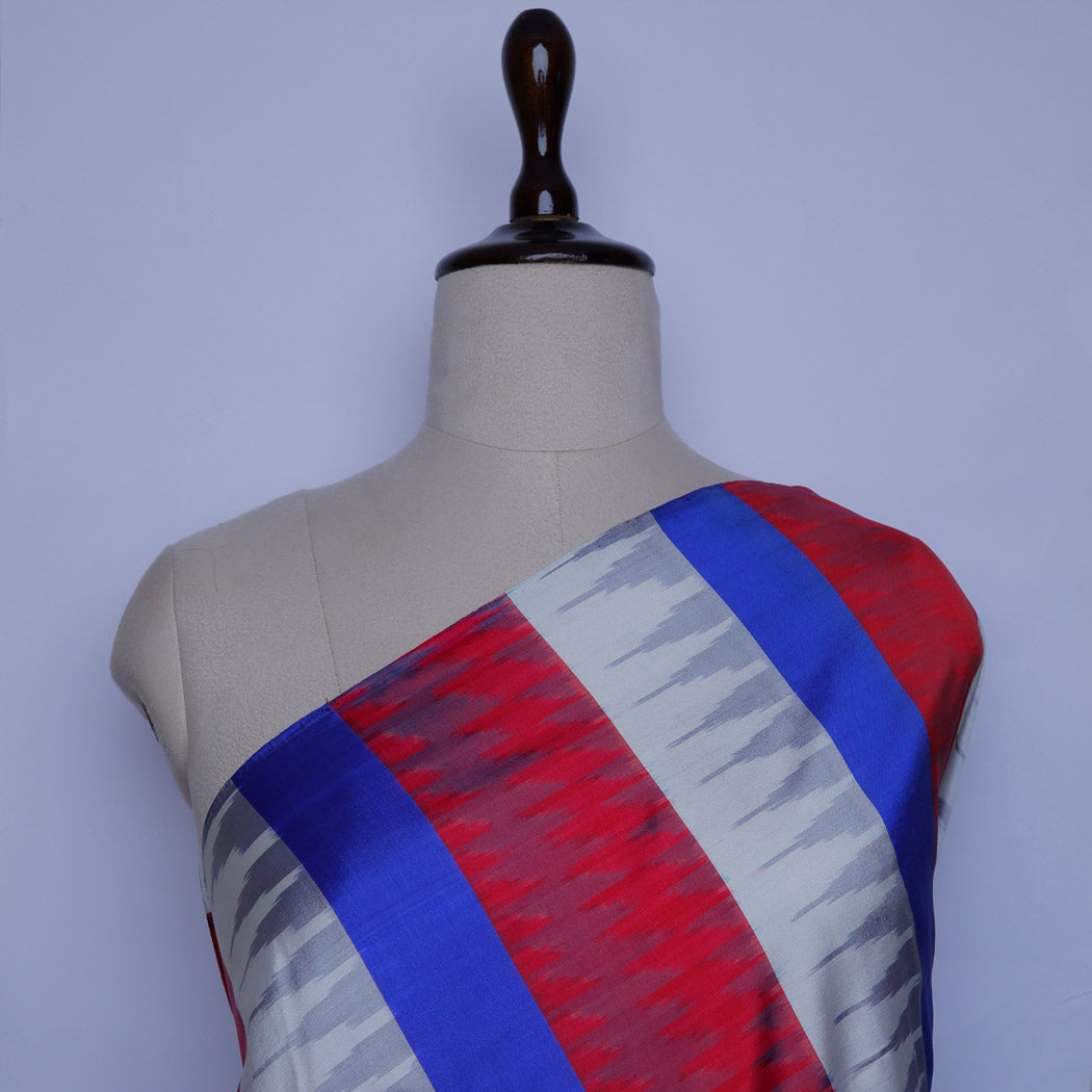 Multicolor Silk Fabric With Temple Pattern