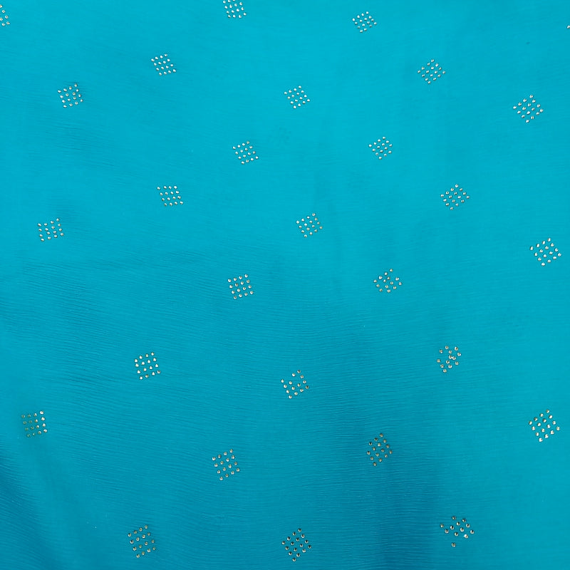 Deep Sky Blue Chiffon Embroidery Fabric