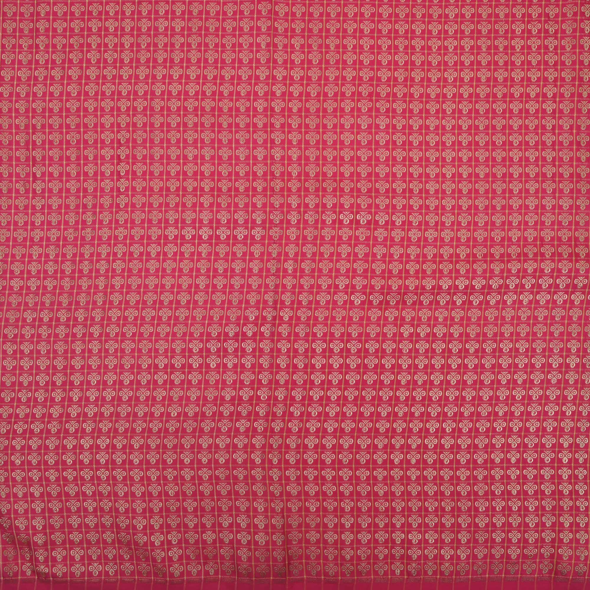 Ruby Pink Butti Checks Kanchi Fabric