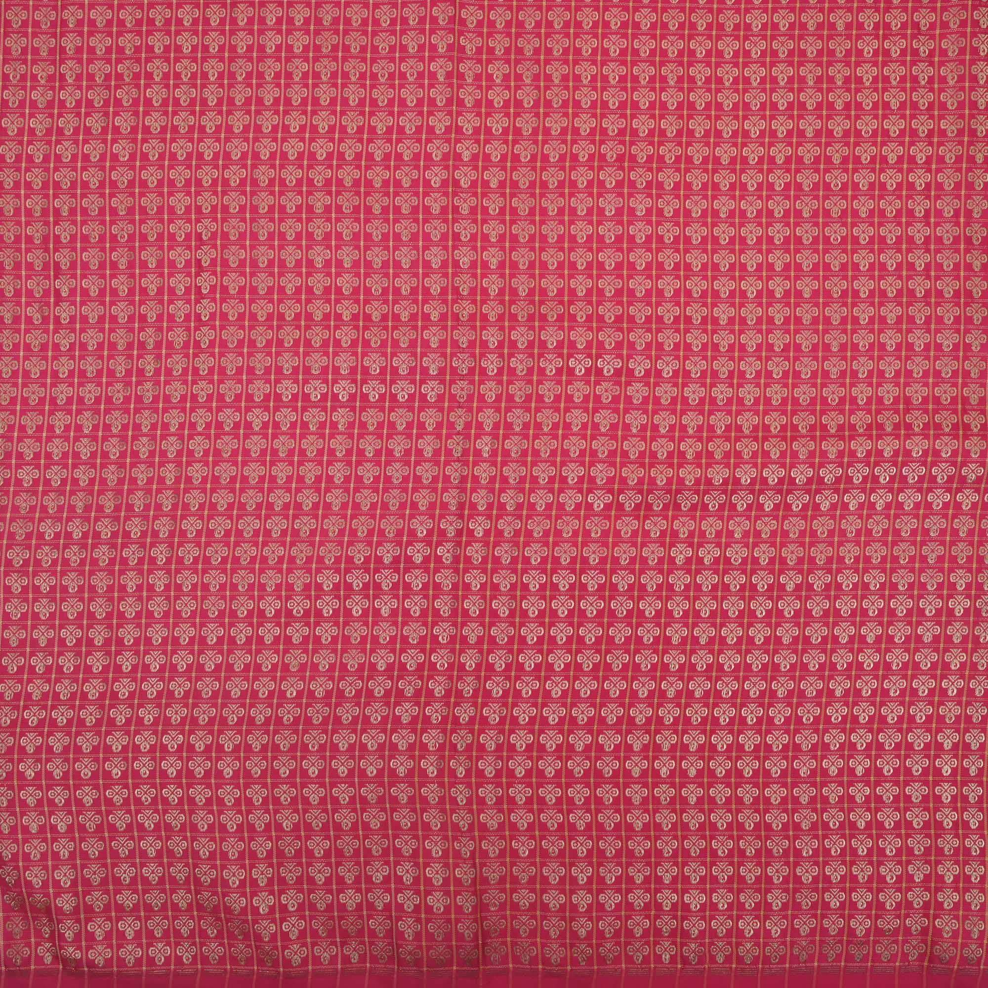 Ruby Pink Butti Checks Kanjivaram Fabric
