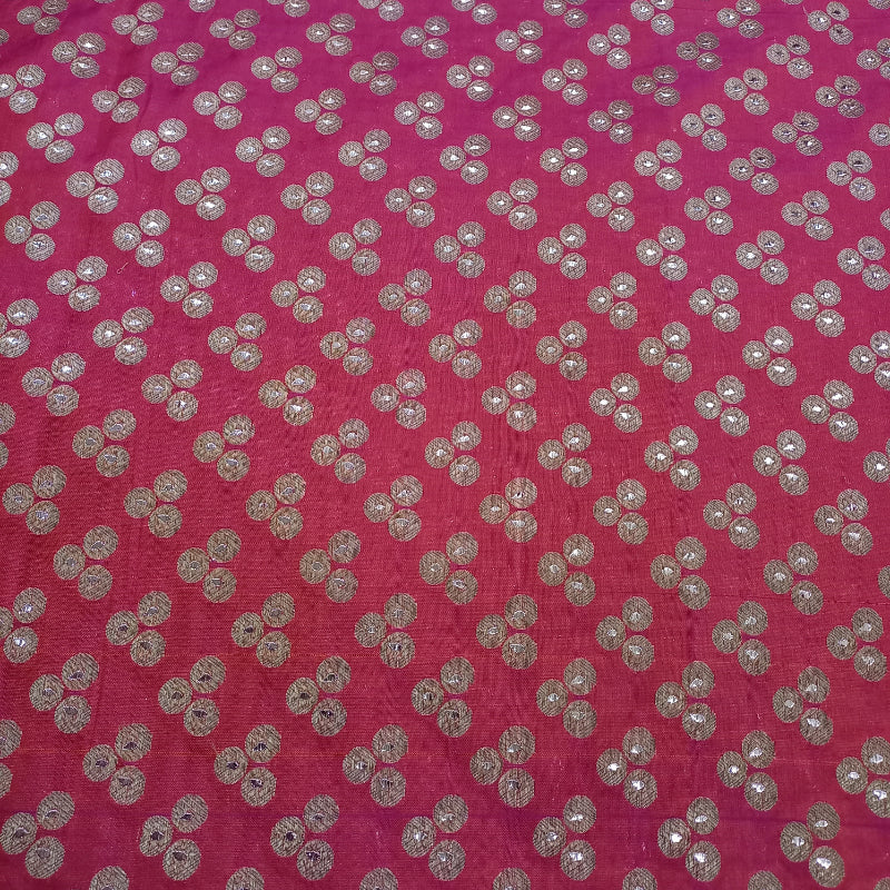 Vivid Pink Banarasi Fabric With Brocadeâ Motifs