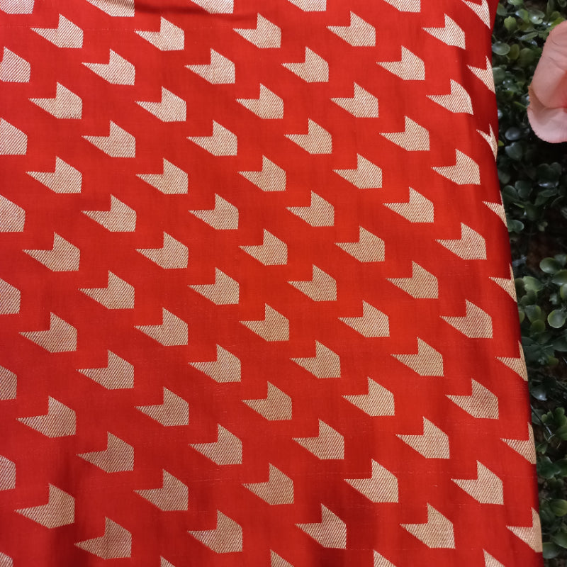 Bright Vermillion Sindoor Red Gajji Silk Fabric