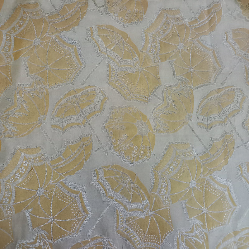 Cream Jamawar Fabric With Geometric Buttis