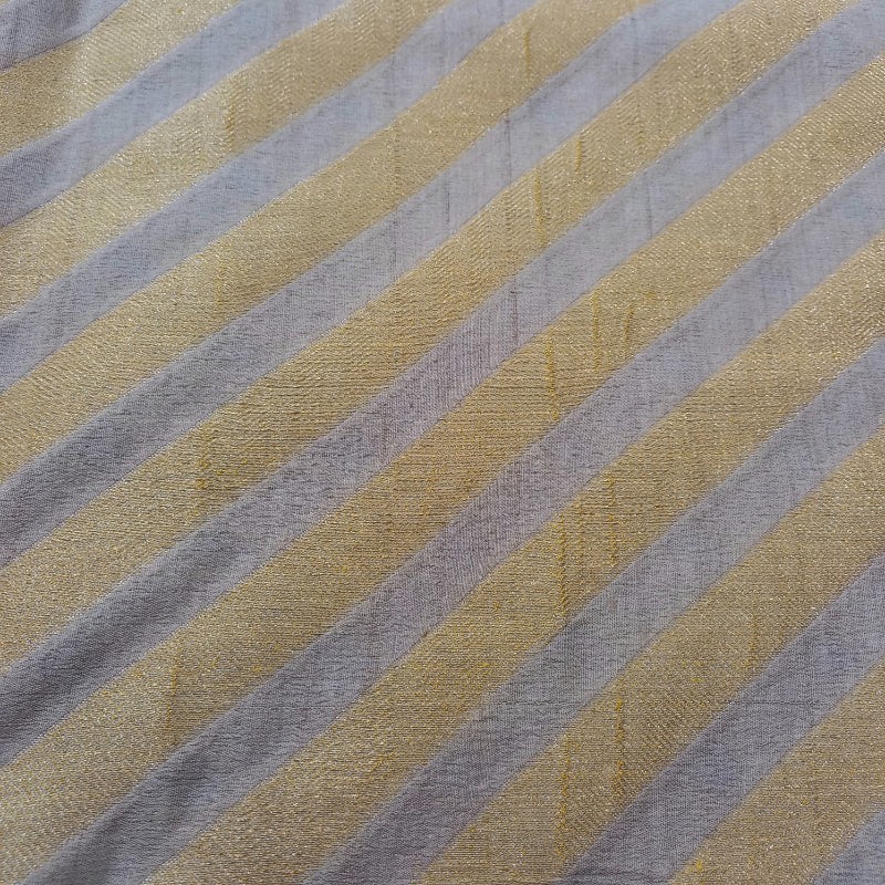 Dual Shade Tan Brown With Golden Stripes Jamawar Fabric