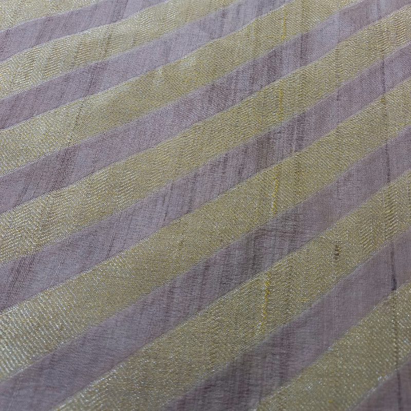 Dual Shade Tan Brown With Golden Stripes Jamawar Fabric