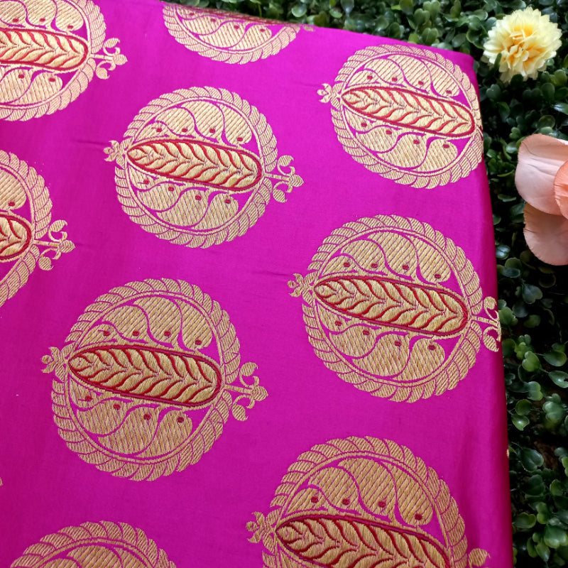 Bright Rani Pink Gajji Silk Fabric..
