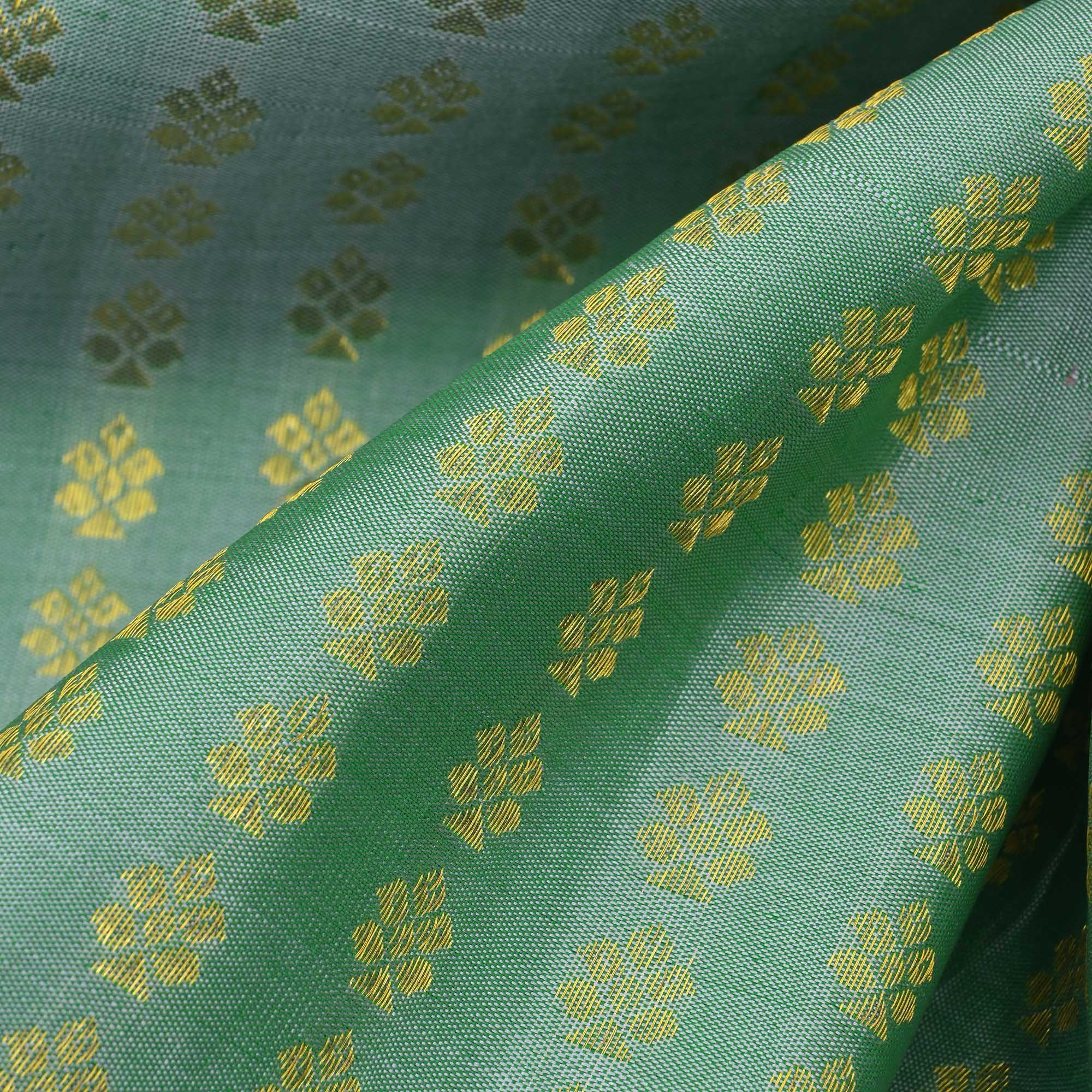 Sea Green Floral Butti Kanjivaram Fabric