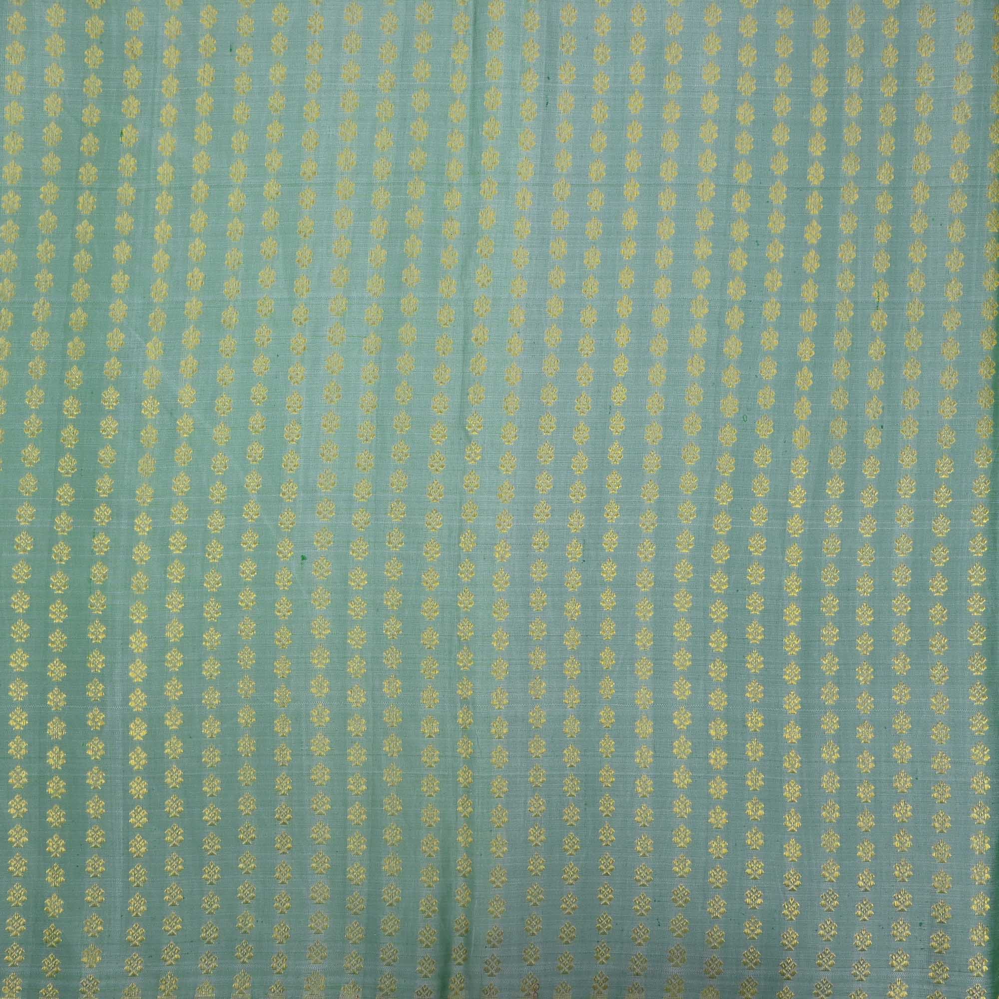 Sea Green Floral Butti Kanjivaram Fabric