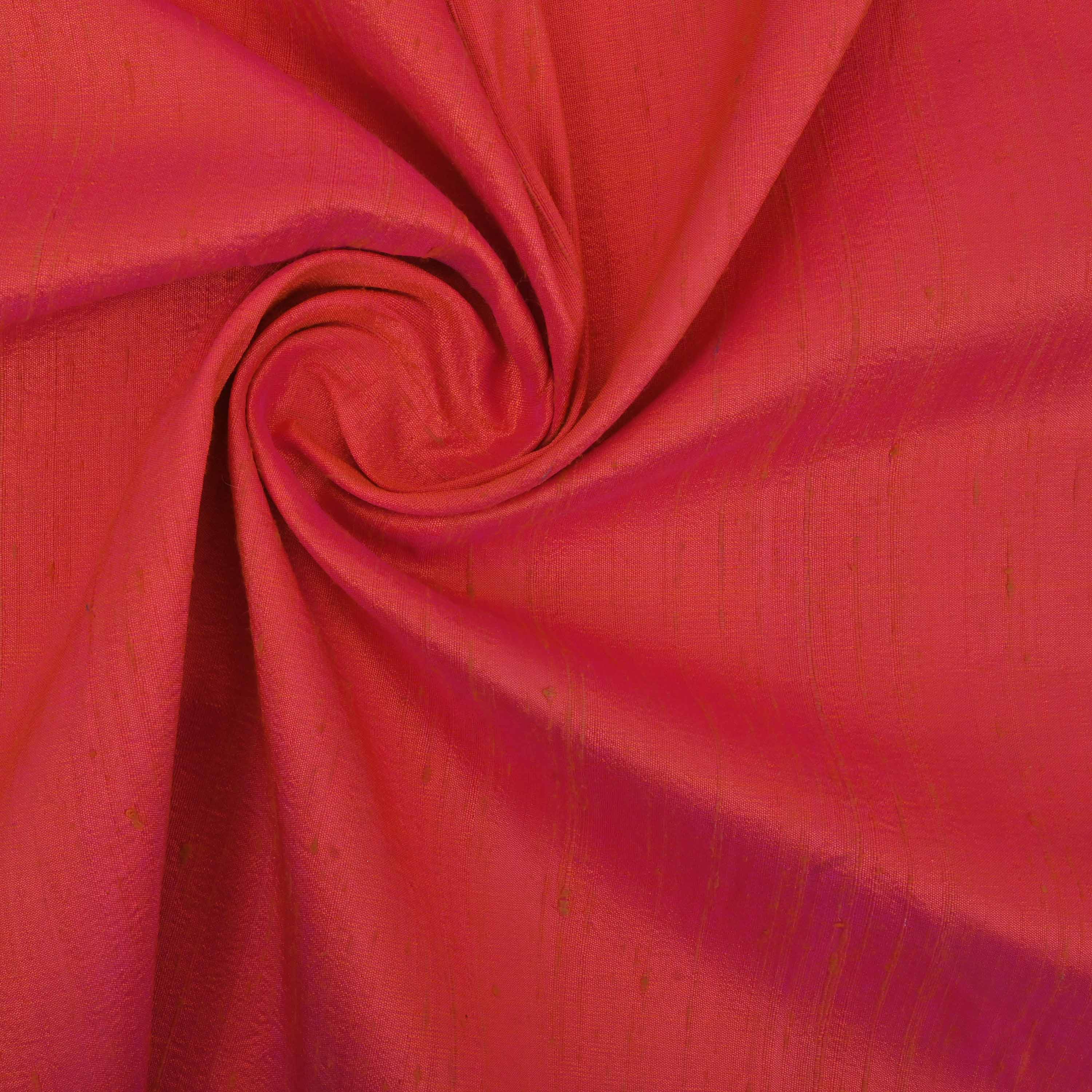 Deep Pink Plain Raw Silk Fabric