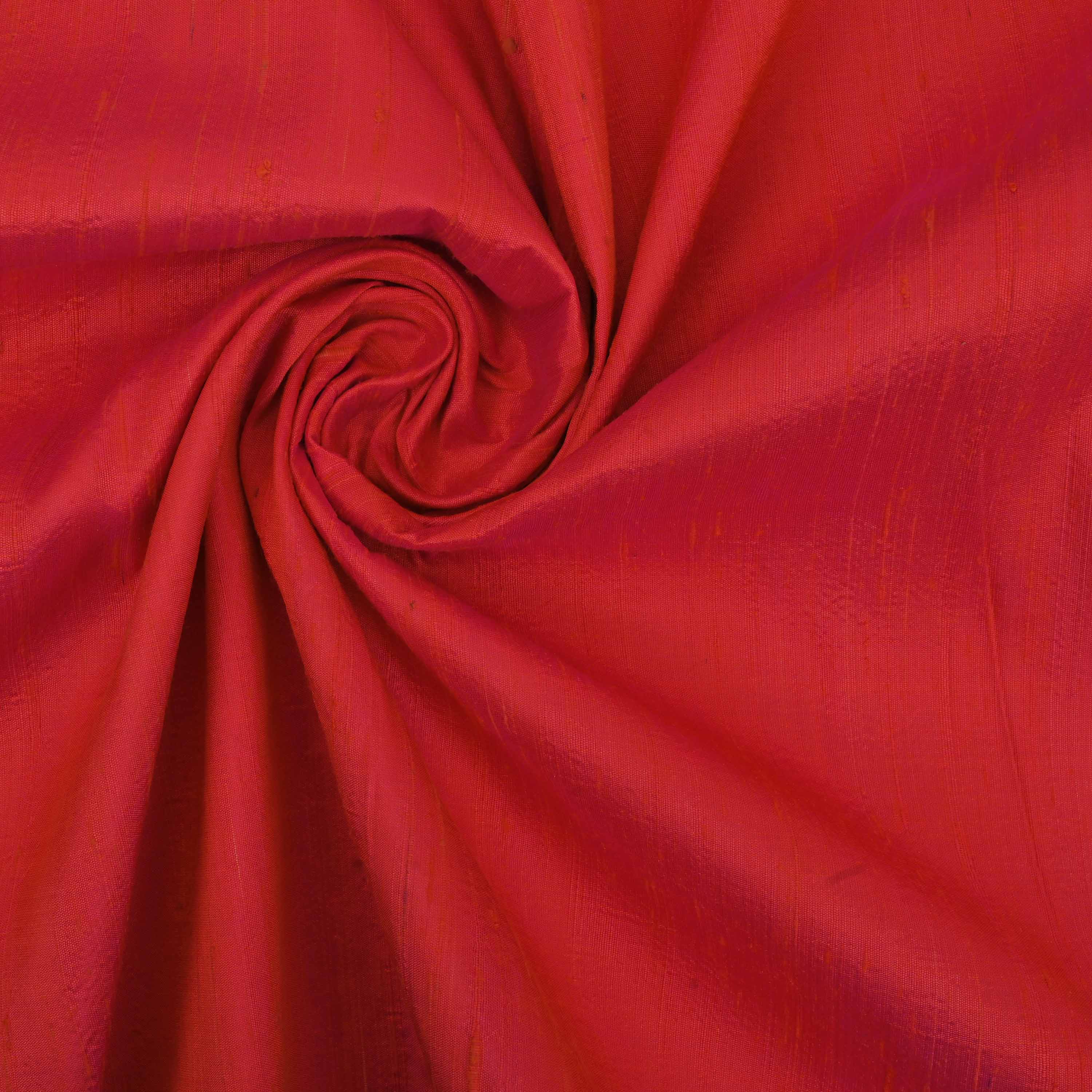 Reddish Peach Plain Raw Silk Fabric