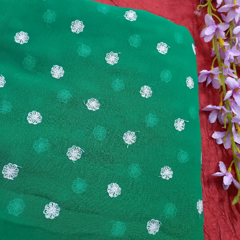Green Chiffon Embroidery Fabric